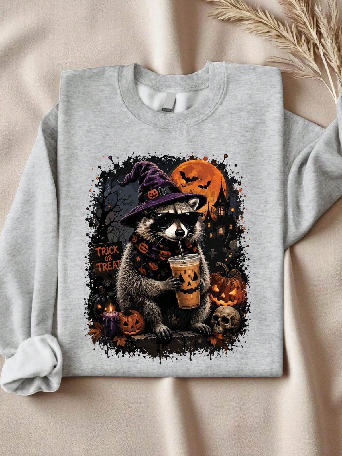 Halloween Raccoon Coffee Sweatshirt