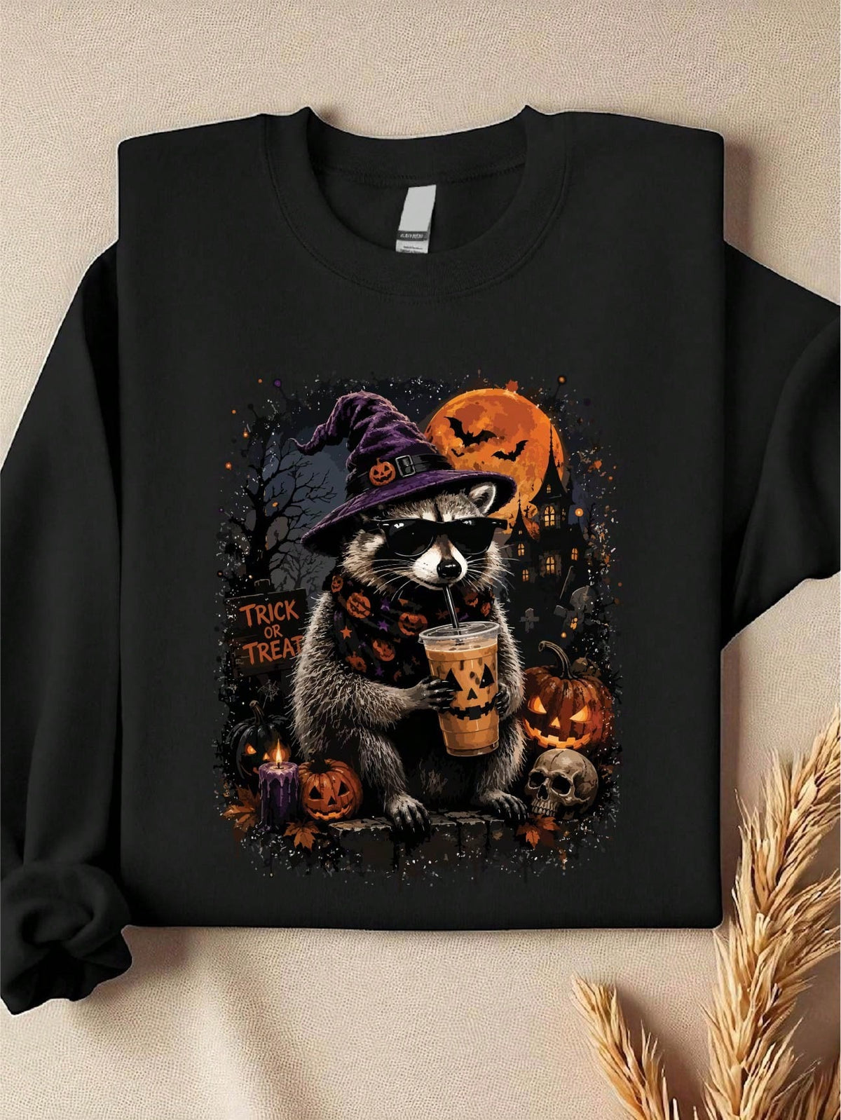 Halloween Raccoon Coffee Sweatshirt