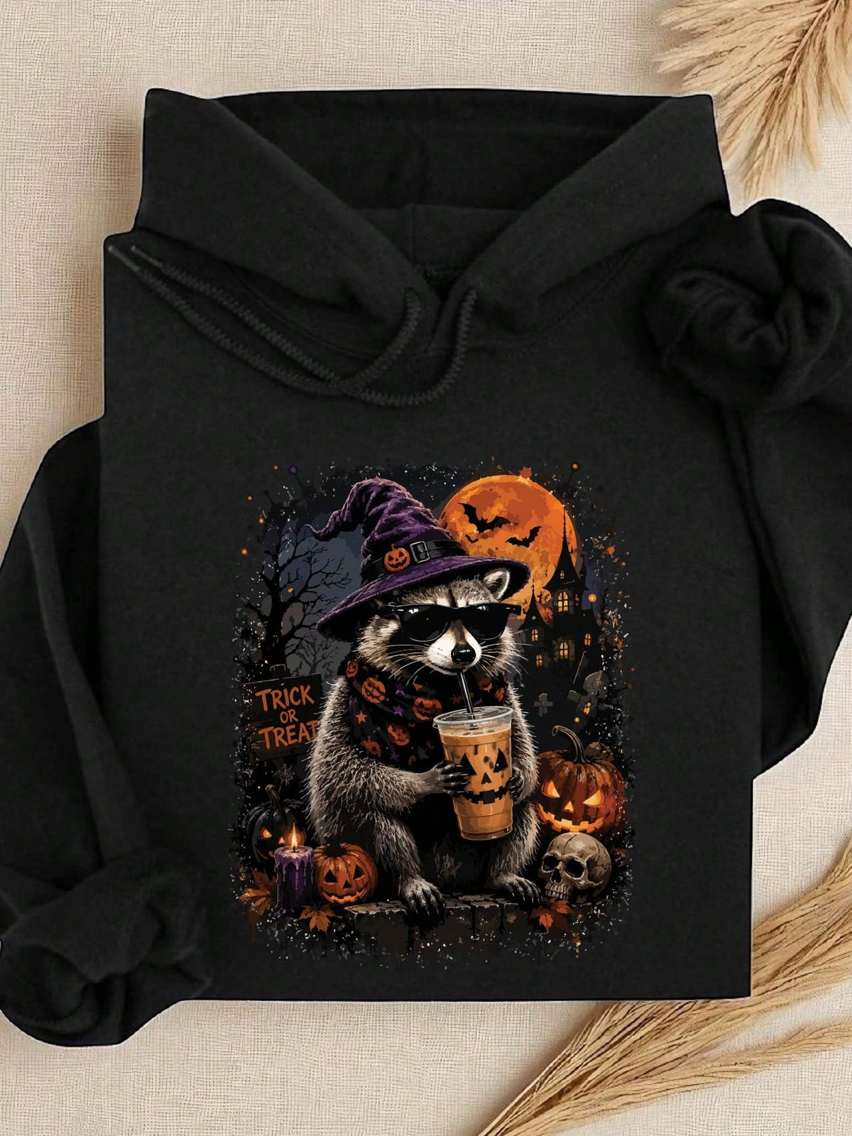 Halloween Raccoon Coffee Hoodie