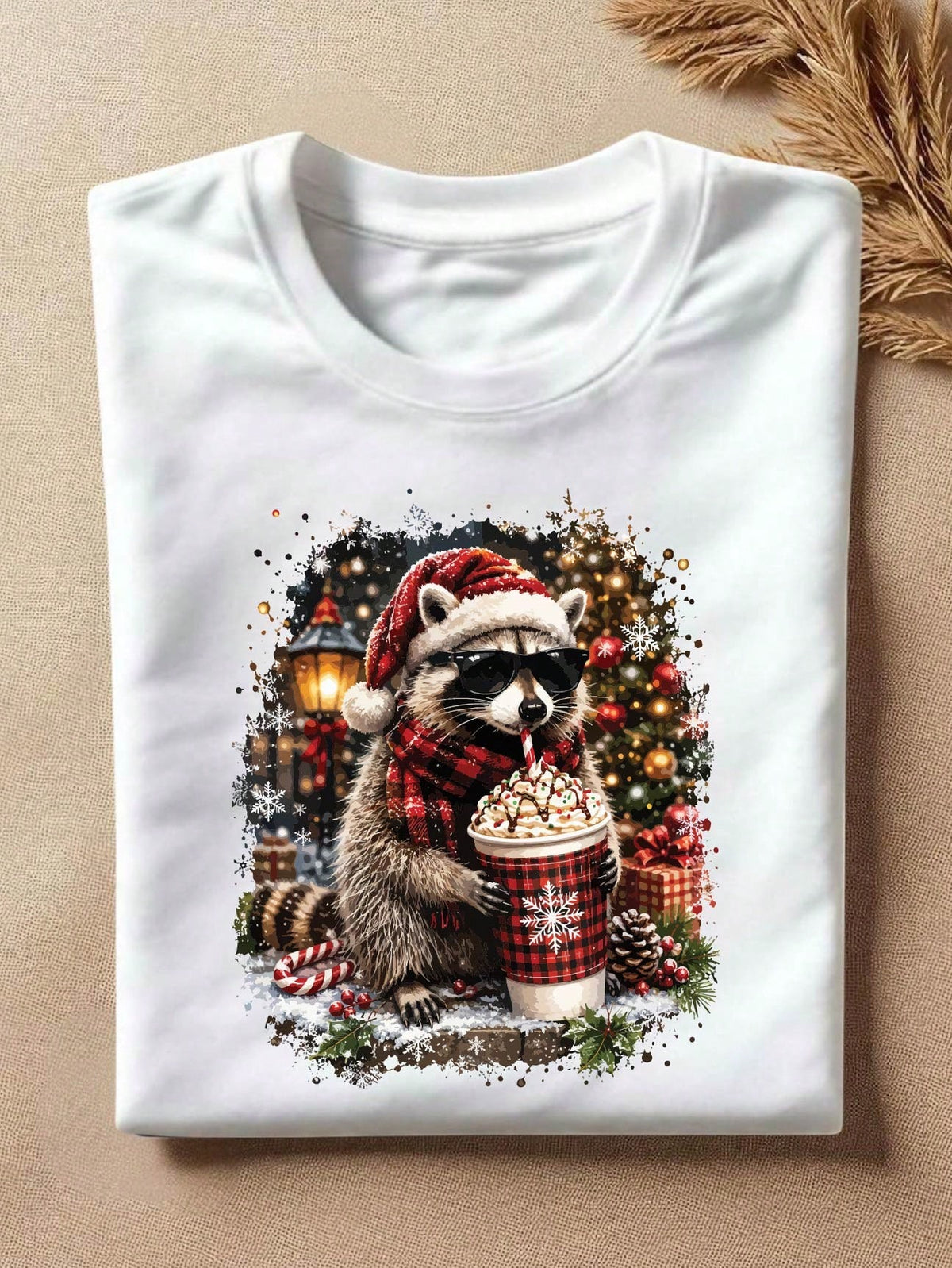 Christmas Raccoon Coffee T-Shirt