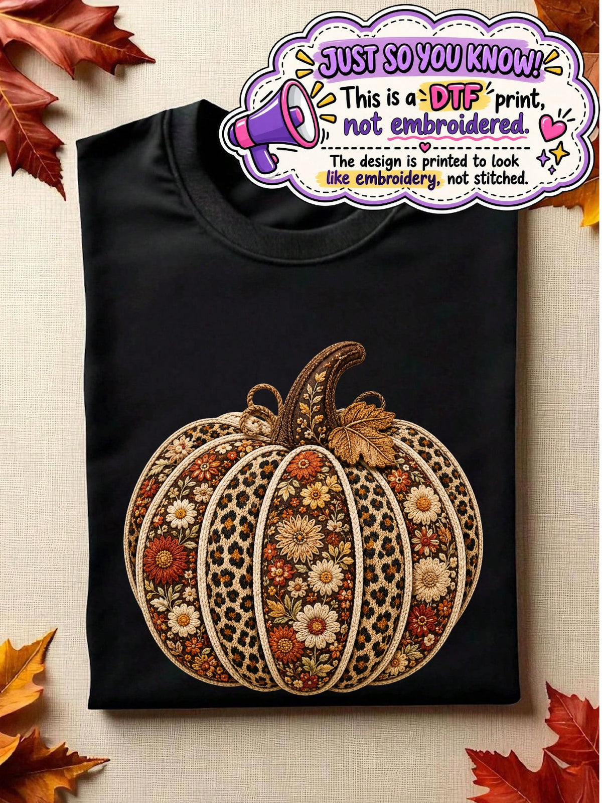 Floral Fall Pumpkin T-Shirt