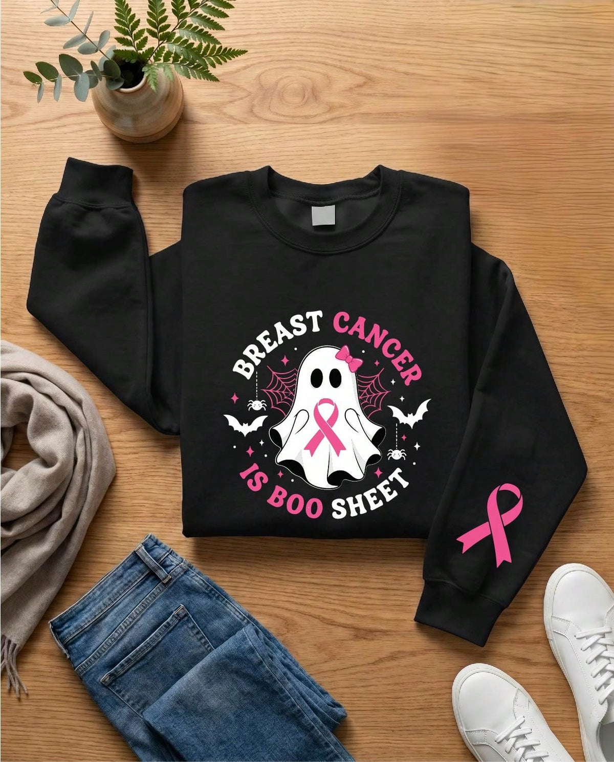 Breast Cancer Awareness Ghost Sweatshirt