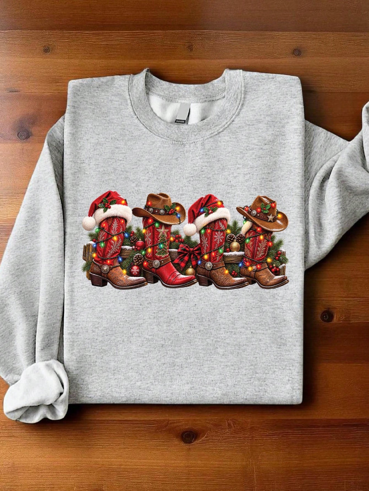 Country Christmas Cowboy Boots Sweatshirt