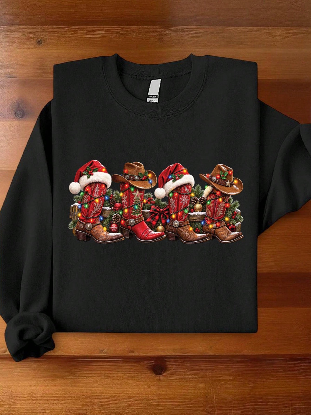 Country Christmas Cowboy Boots Sweatshirt