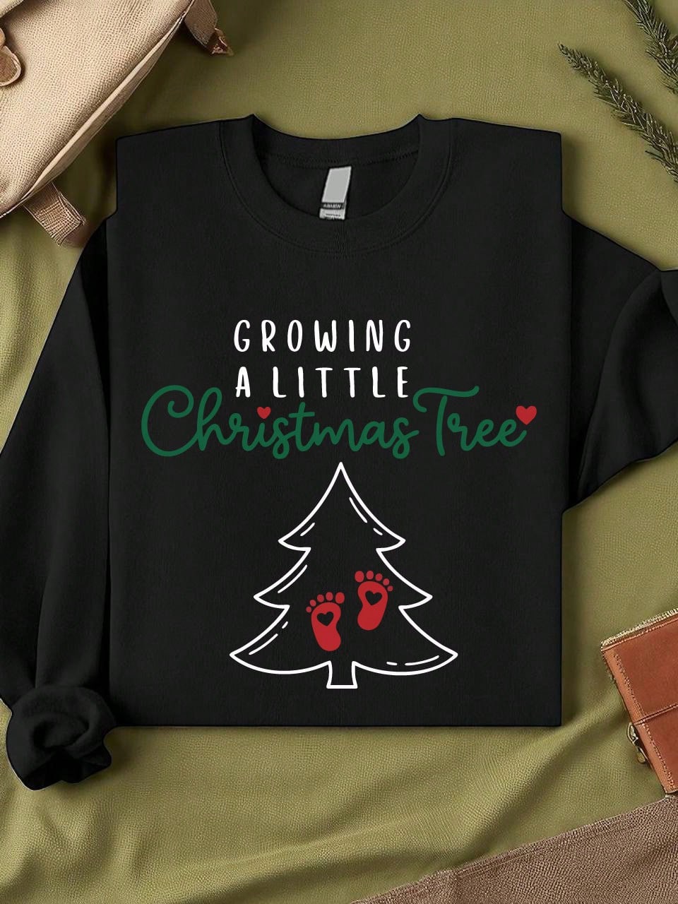 Growing A Little Christmas Tree Maternity Sweatshirt