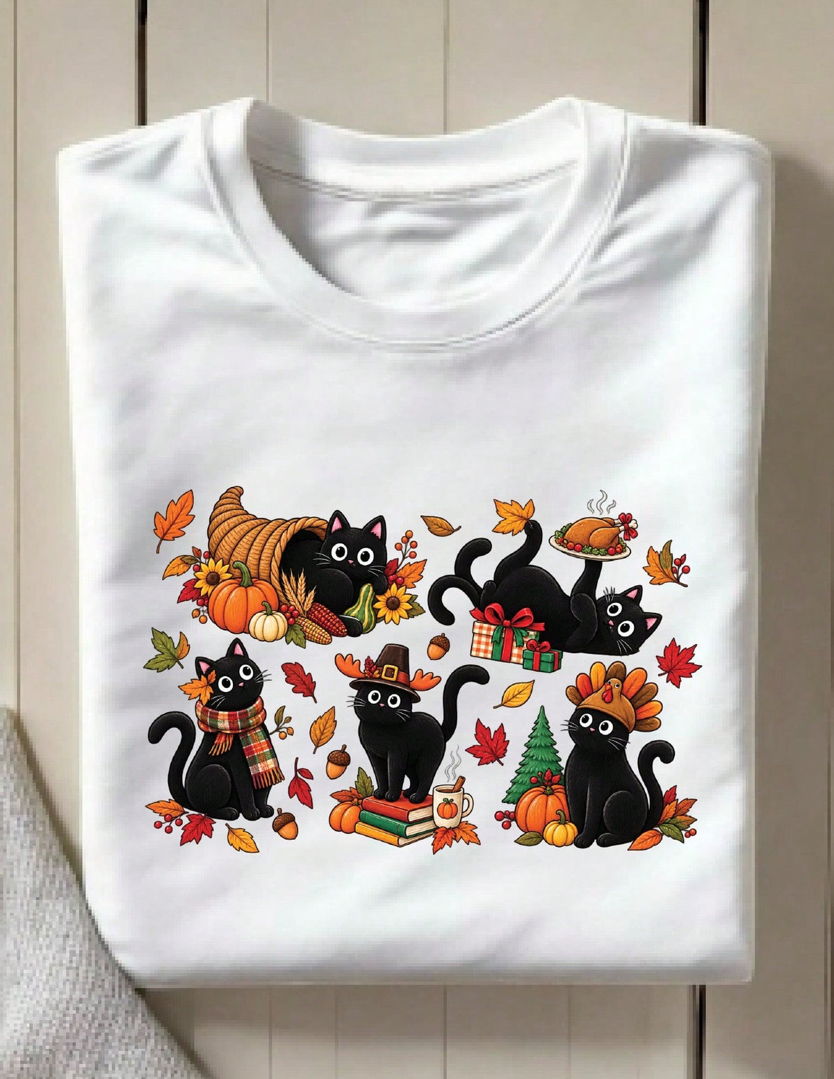 Thanksgiving Black Cat T-Shirt