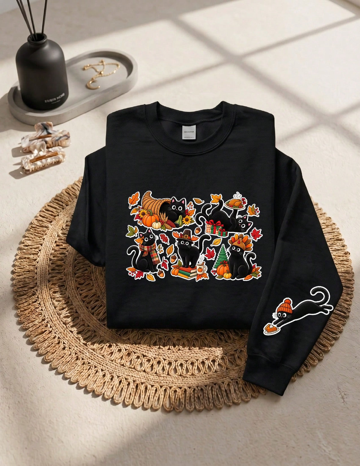 Thanksgiving Black Cat Sweatshirt