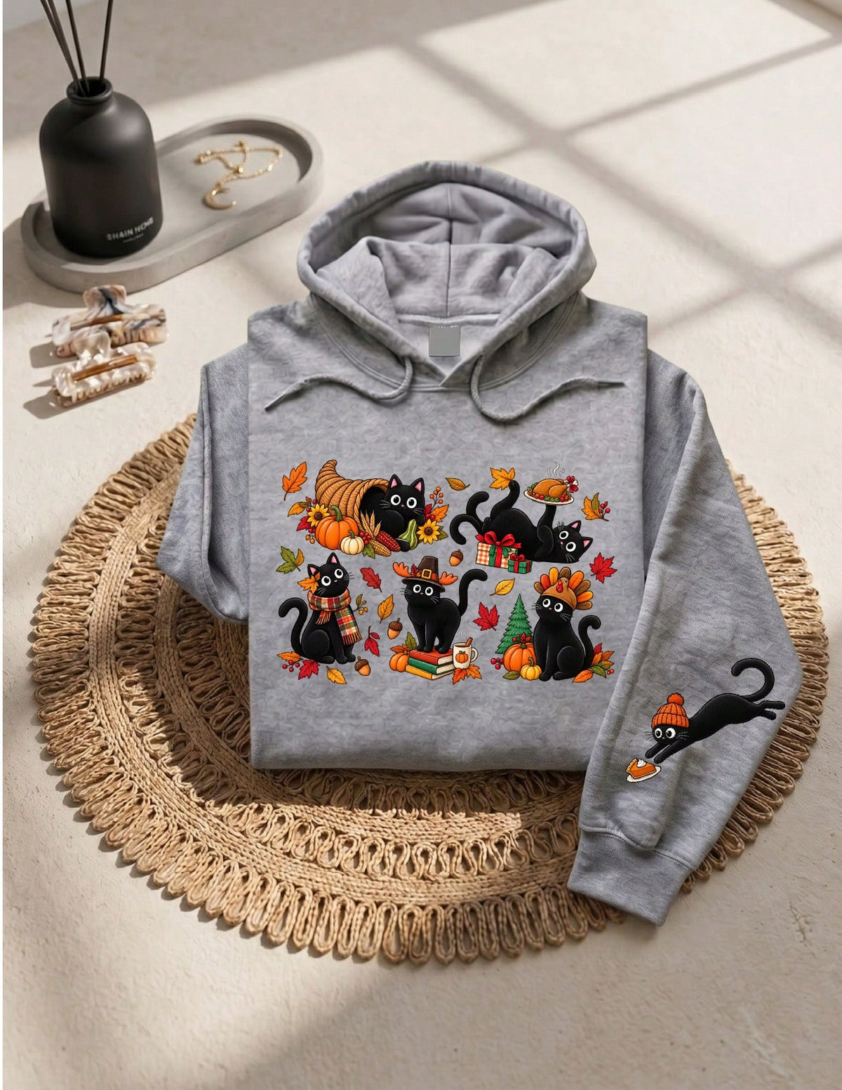 Thanksgiving Black Cat Hoodie