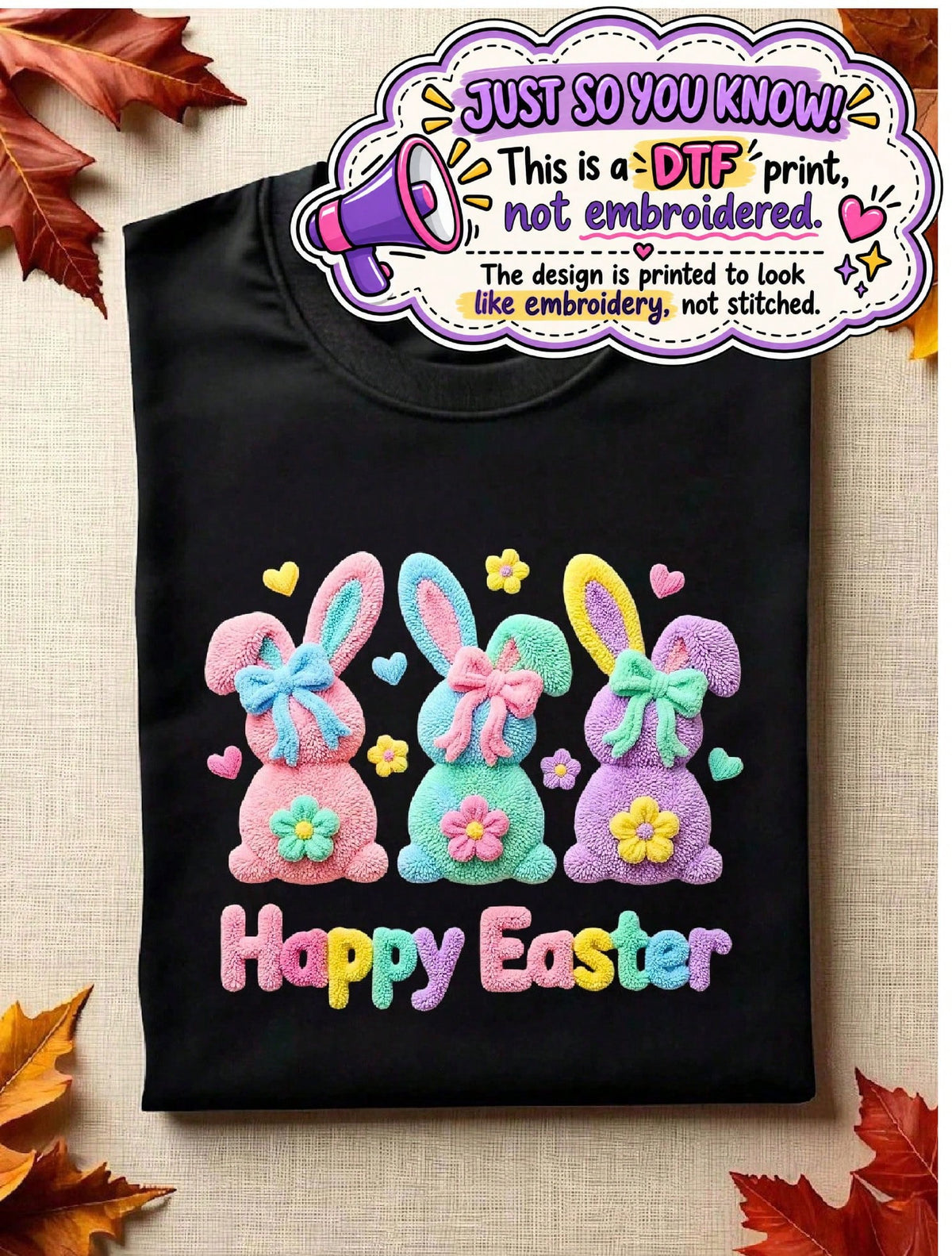 Happy Easter Faux Yarn T-Shirt