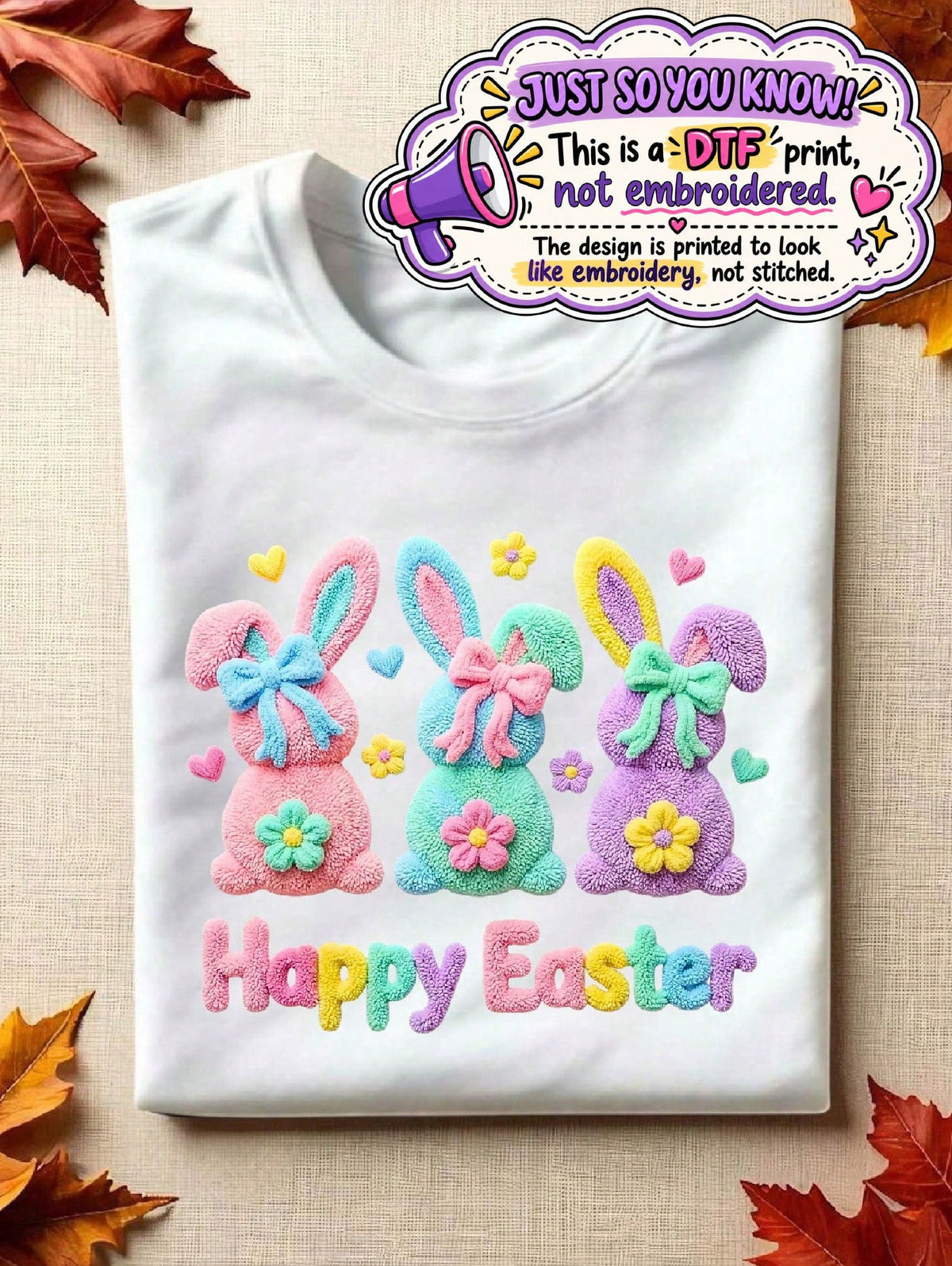 Happy Easter Faux Yarn T-Shirt