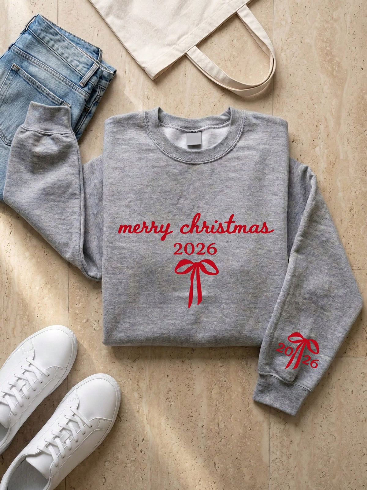Merry Christmas Bow 2026 Sweatshirt