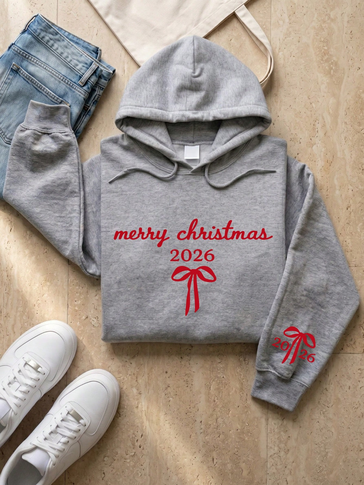 Merry Christmas Bow 2026 Hoodie