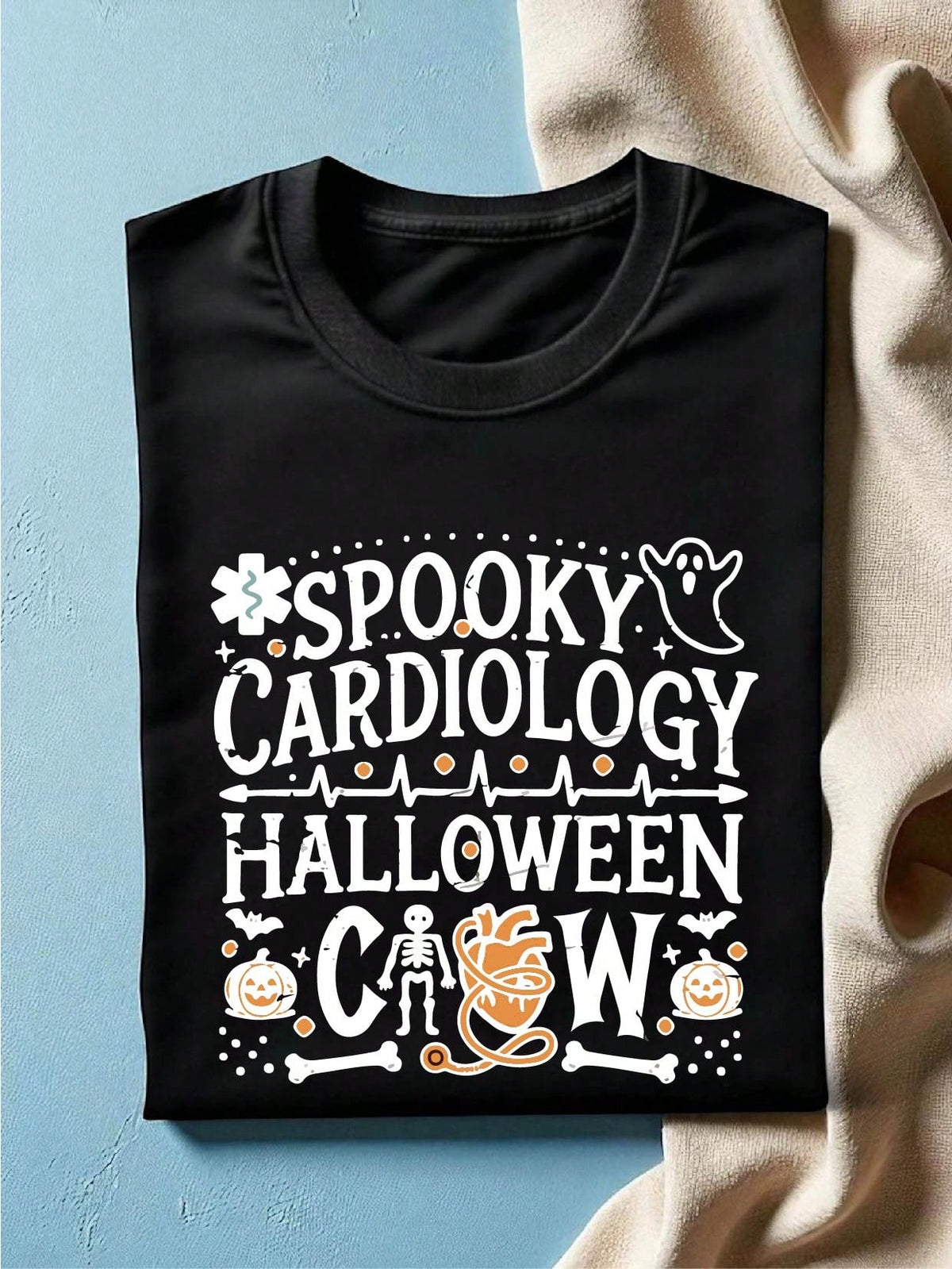 Spooky Cardiology Halloween Crew T-Shirt