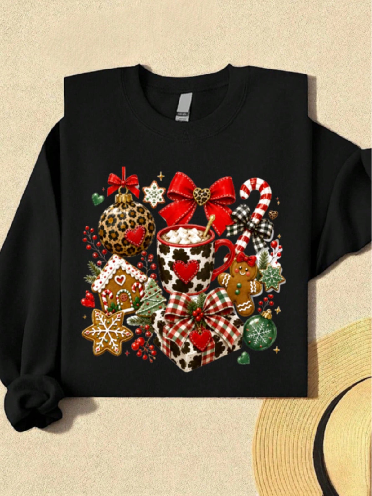 Leopard Ornament Hot Cocoa Gingerbread Sweatshirt
