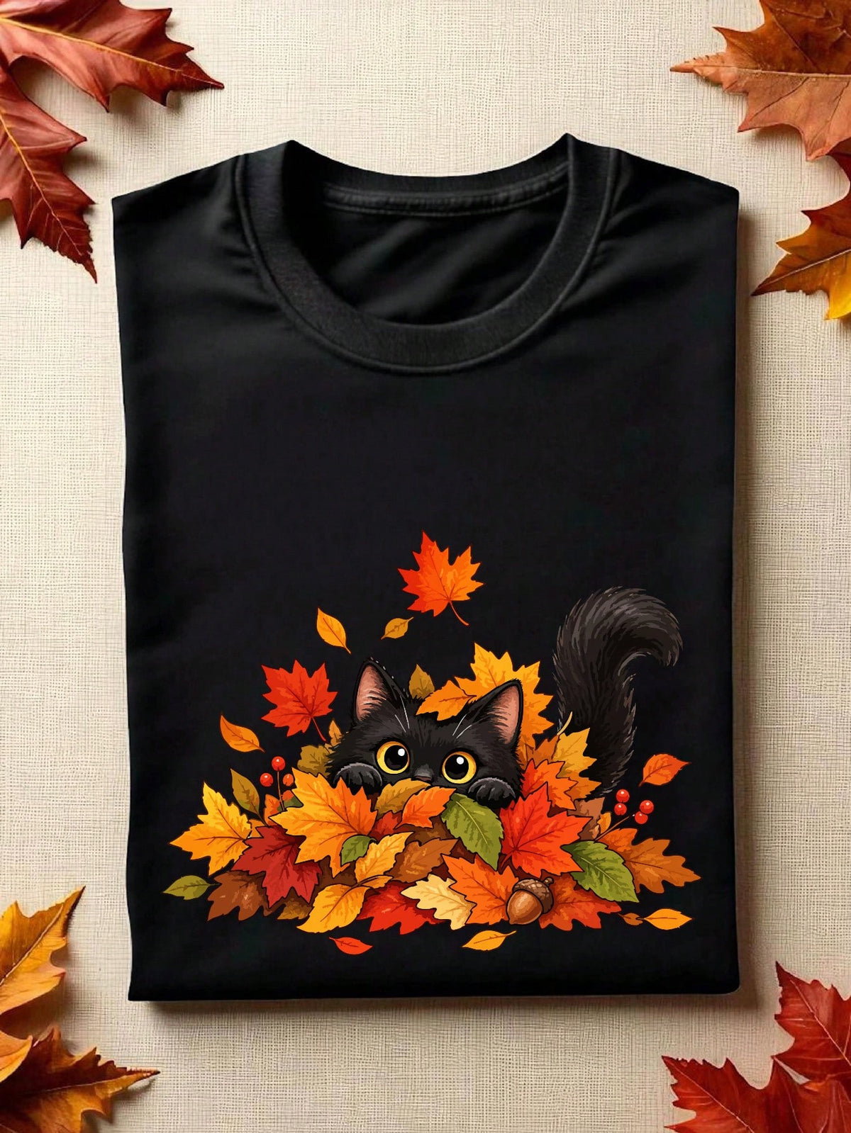Fall Black Cat T-Shirt