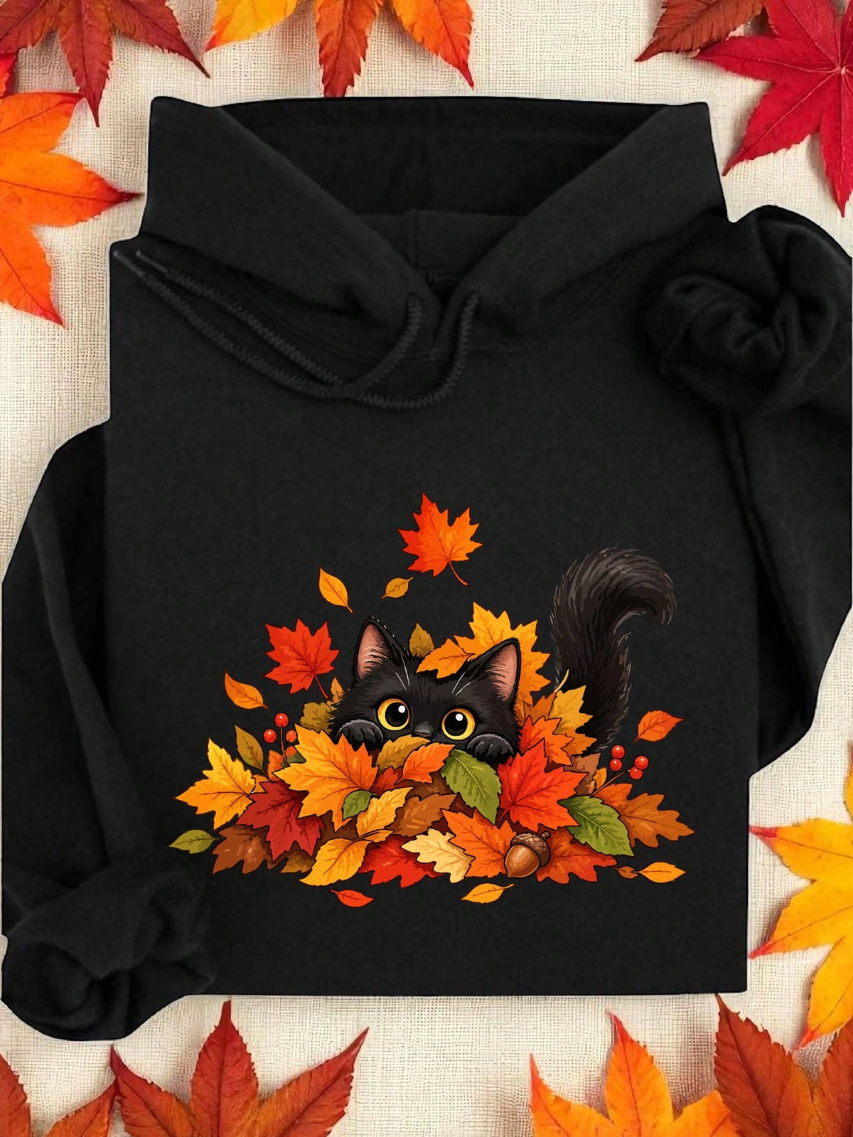 Fall Black Cat Hoodie