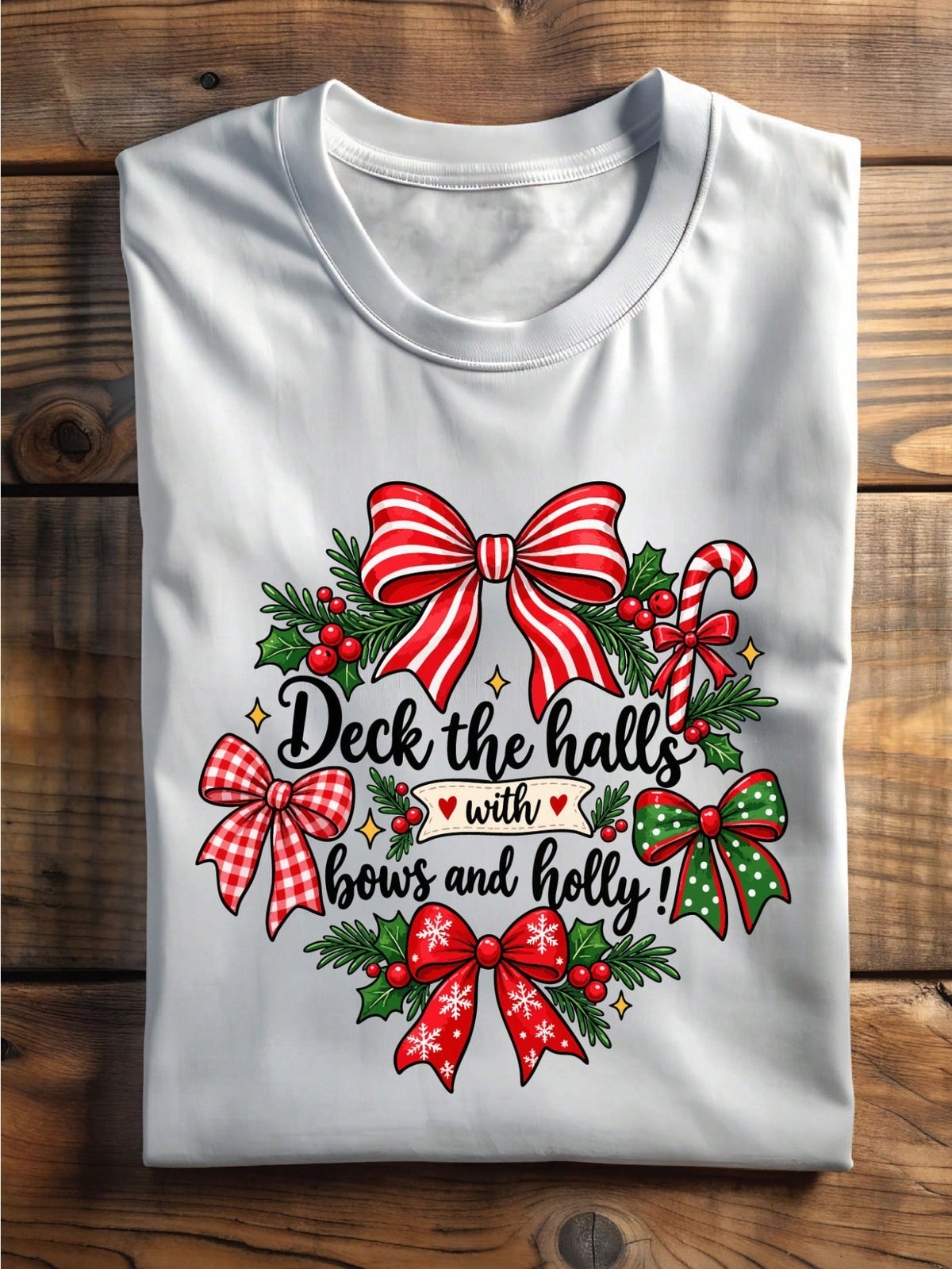 Deck The Halls With Bow And Holly T-Shirt