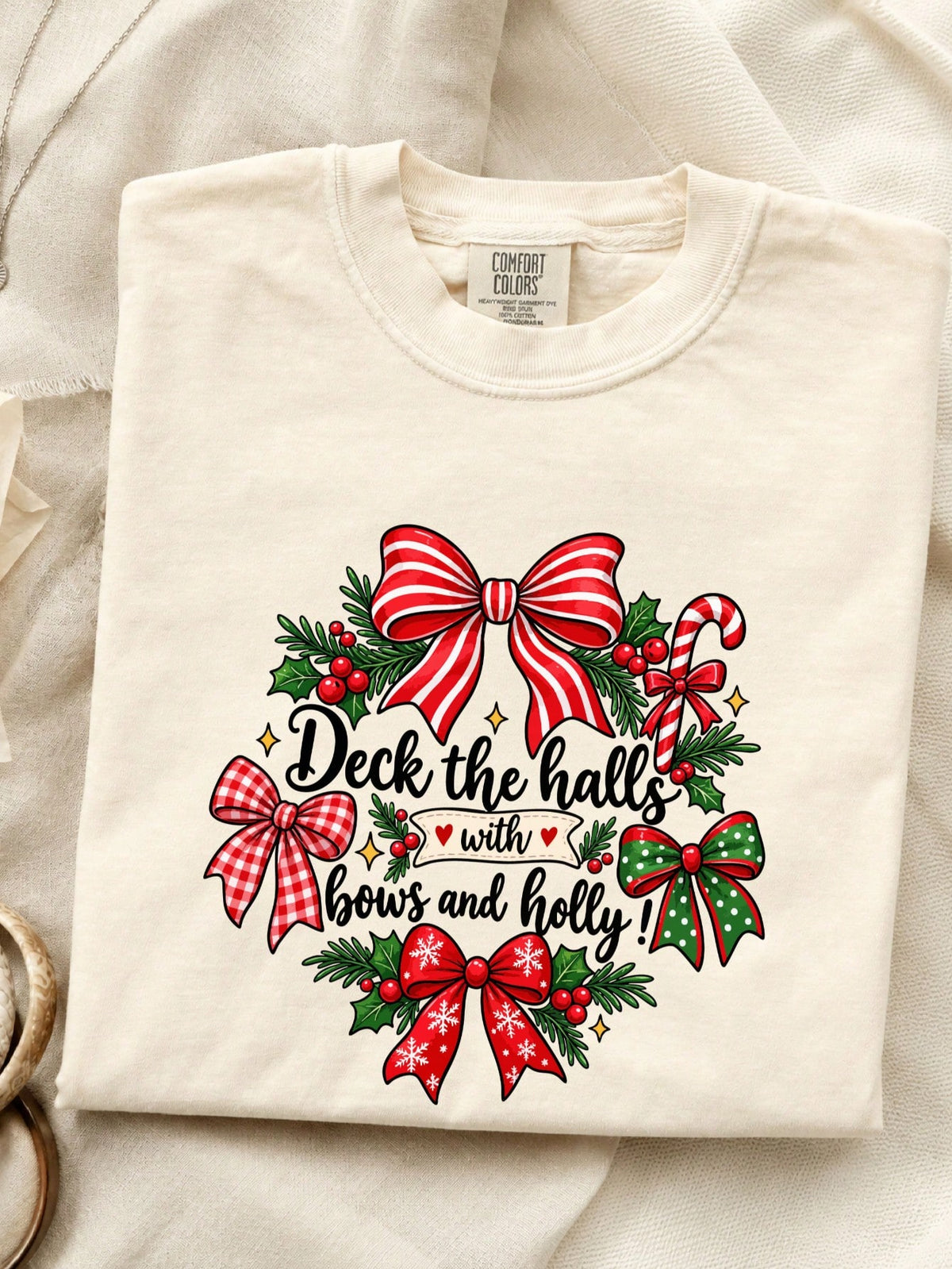 Deck The Halls With Bow And Holly T-Shirt