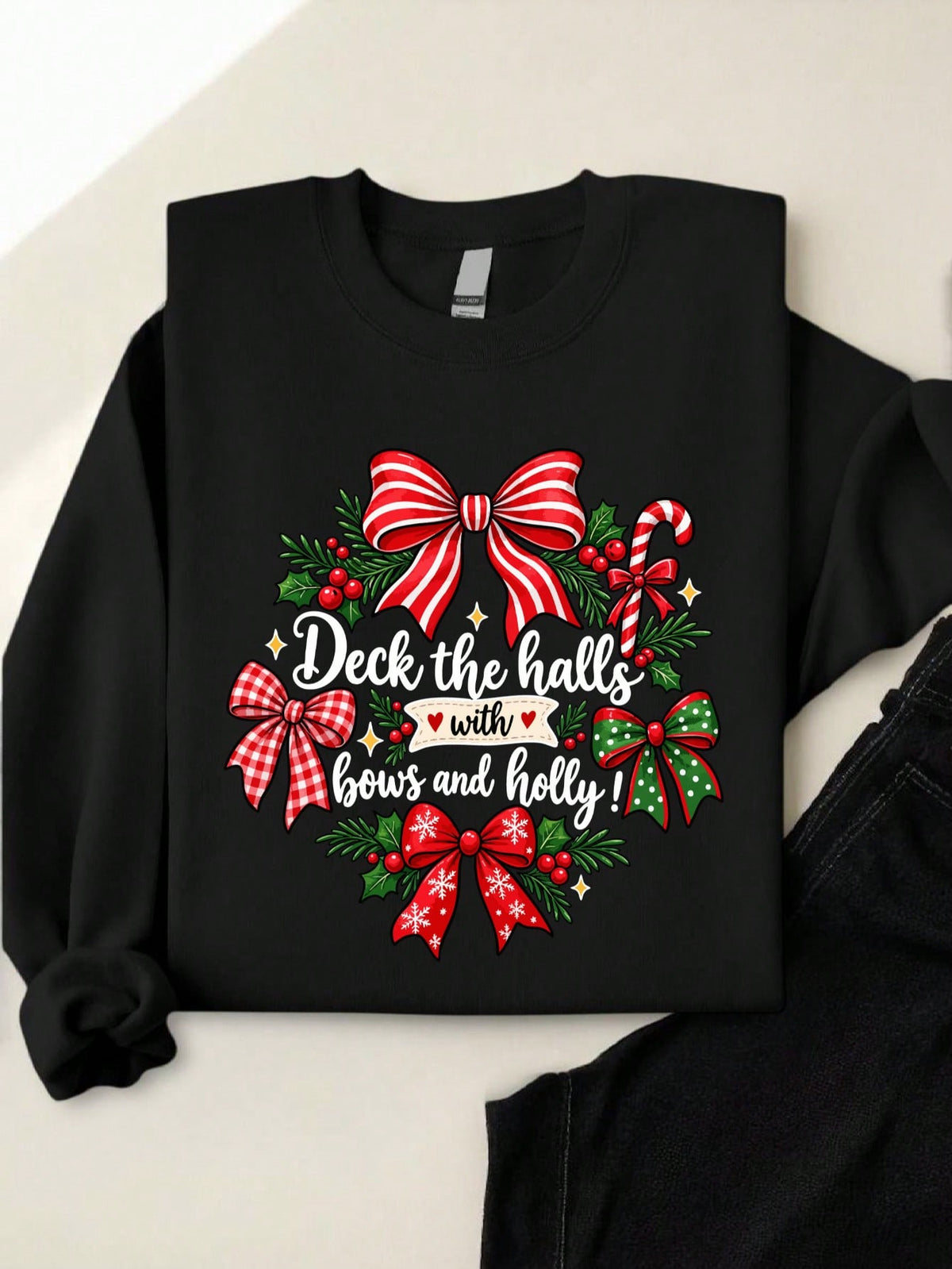 Deck The Halls With Bow And Holly Sweatshirt