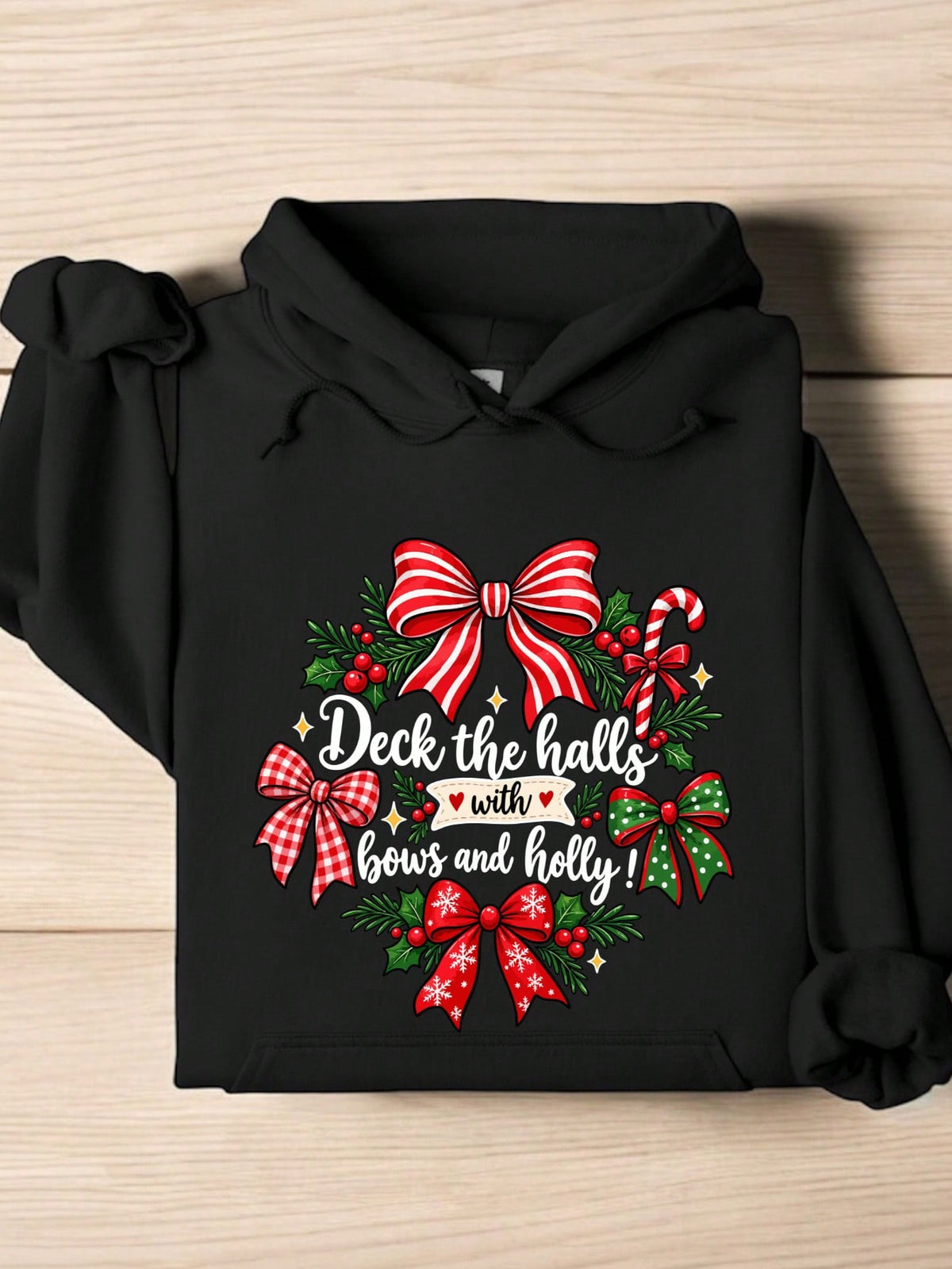 Deck The Halls With Bow And Holly Hoodie