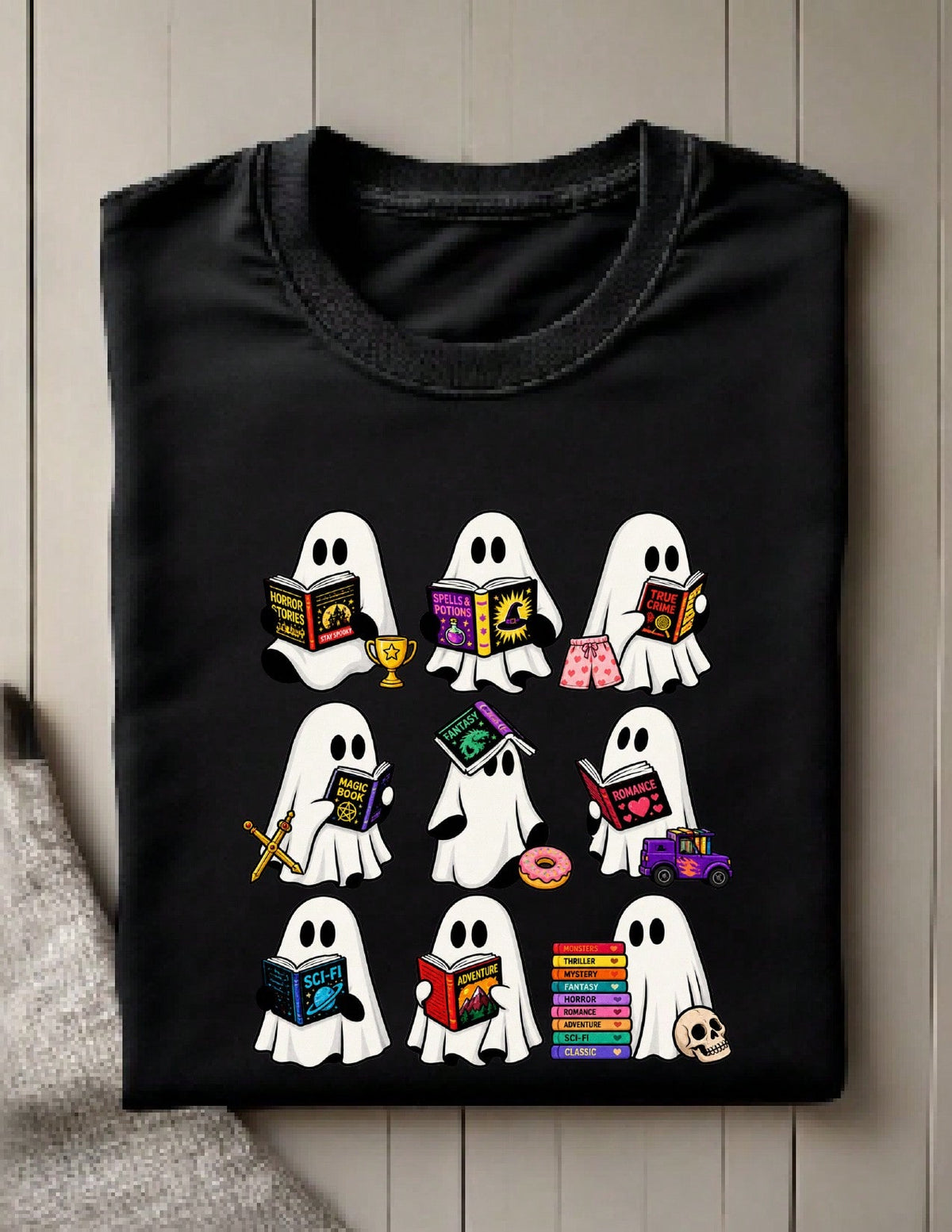 Ghost Book Reading Halloween T-Shirt
