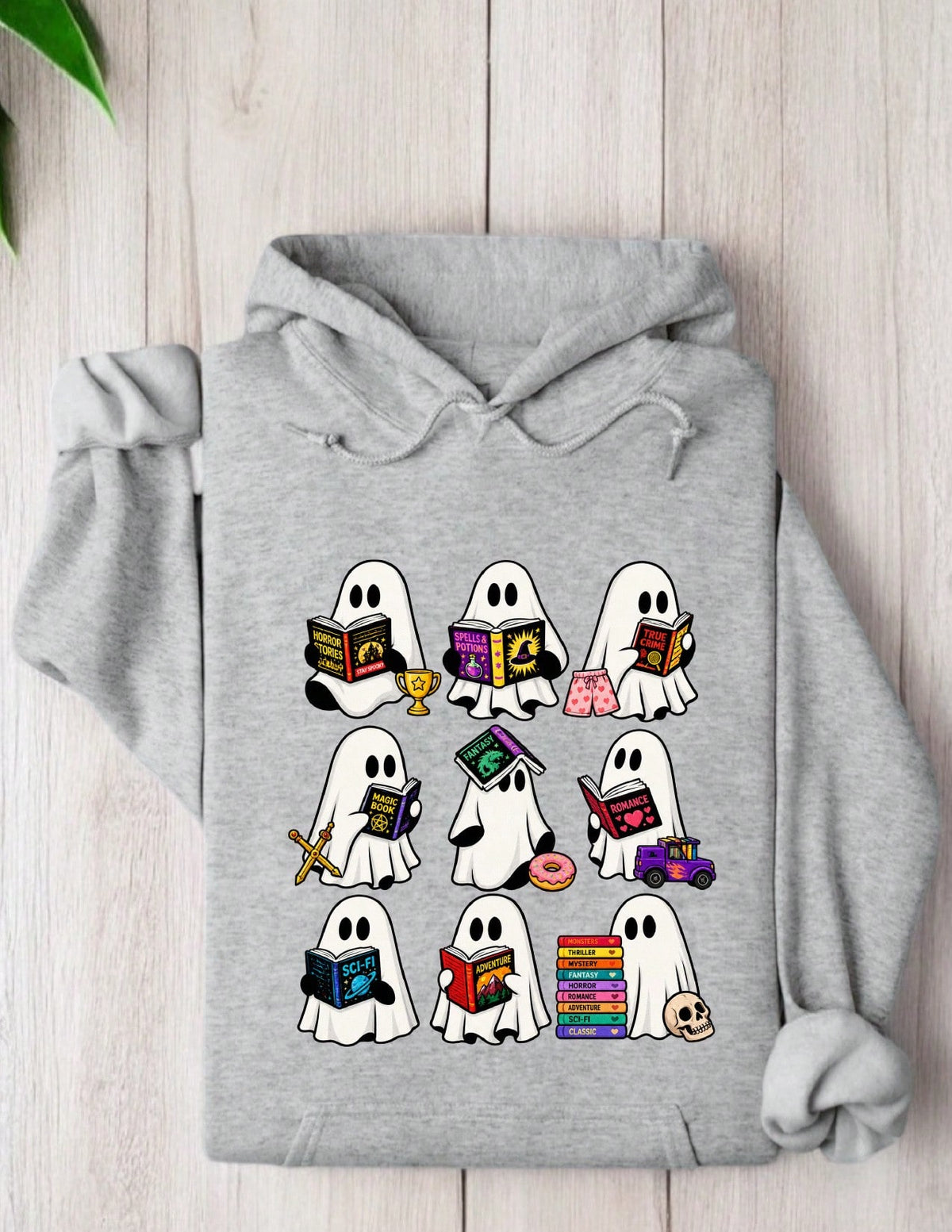 Ghost Book Reading Halloween Hoodie