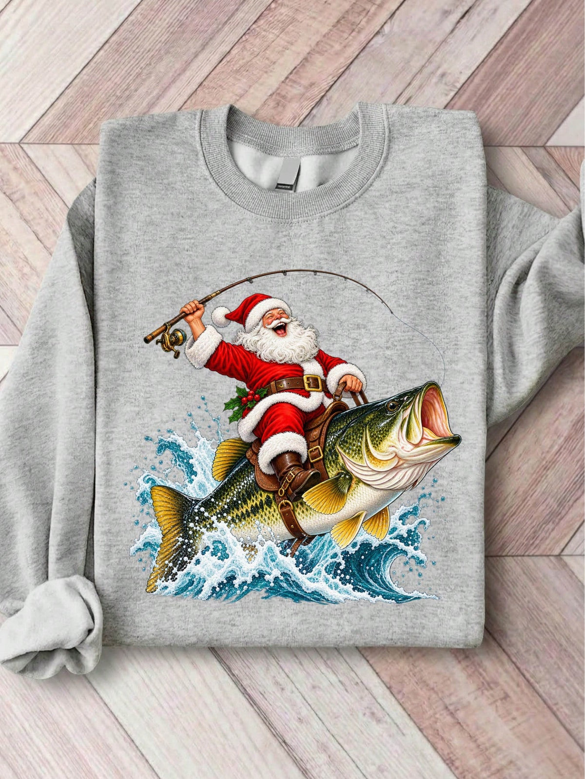 Fishing Santa Christmas Sweatshirt