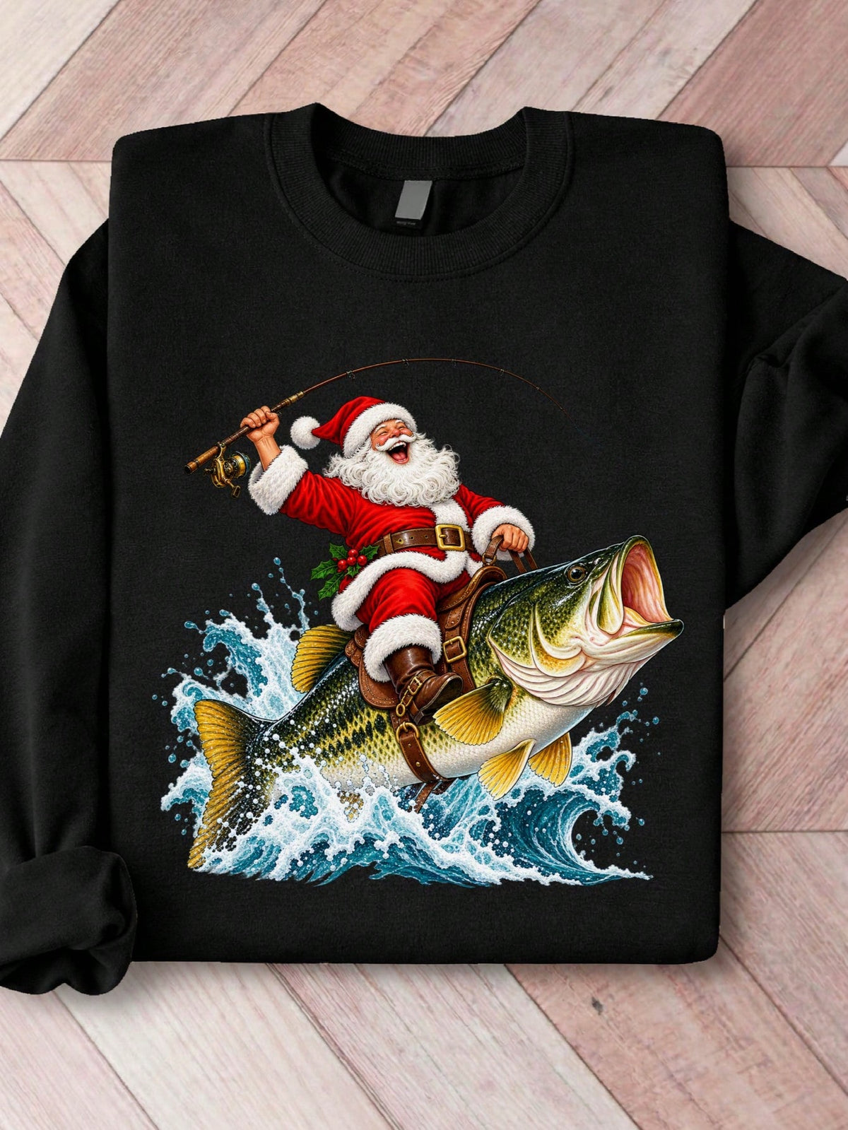 Fishing Santa Christmas Sweatshirt