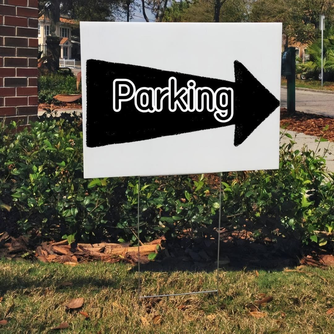 Yard Sign 18 x 12 Inches White Corrugated Plastic Yard Sign with Metal Stakes for Birthday, Real Estate Garage Sale Signs, Rent, Guidepost Decorations