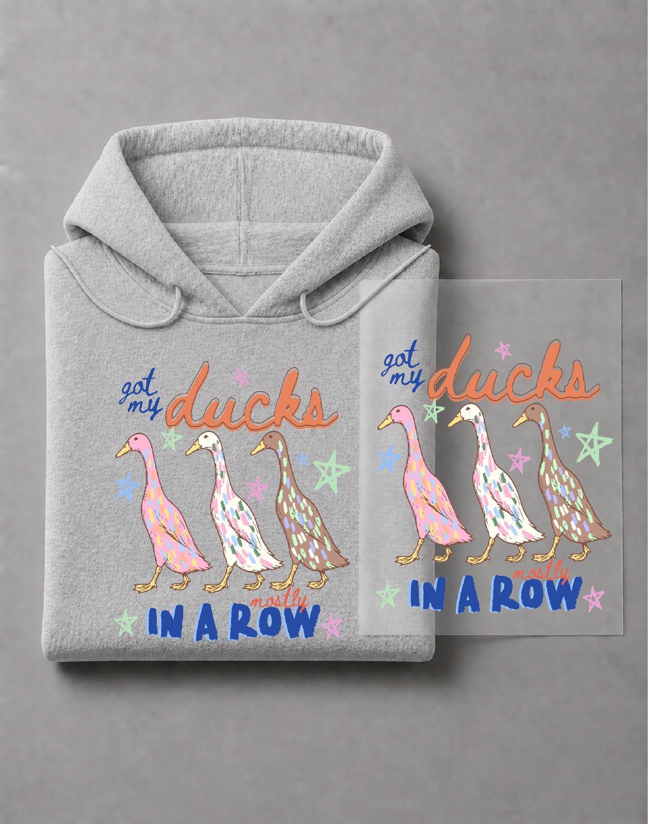 Got My Ducks Mostly in a Row Hoodie– Funny Duck Graphic Hoodie, Cute Farm Animal Hooded Sweater, Country Humor Hoodie– DTF-14