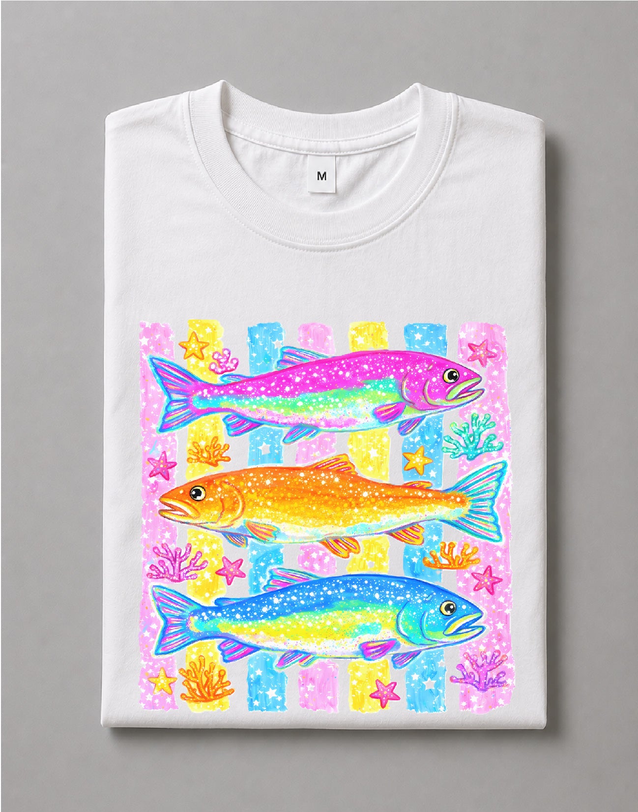 Preppy Coastal Fish Shirt – Summer Beach Graphic Tee, Nautical Fish Shirt, Coastal Vacation Tee – DTF-16