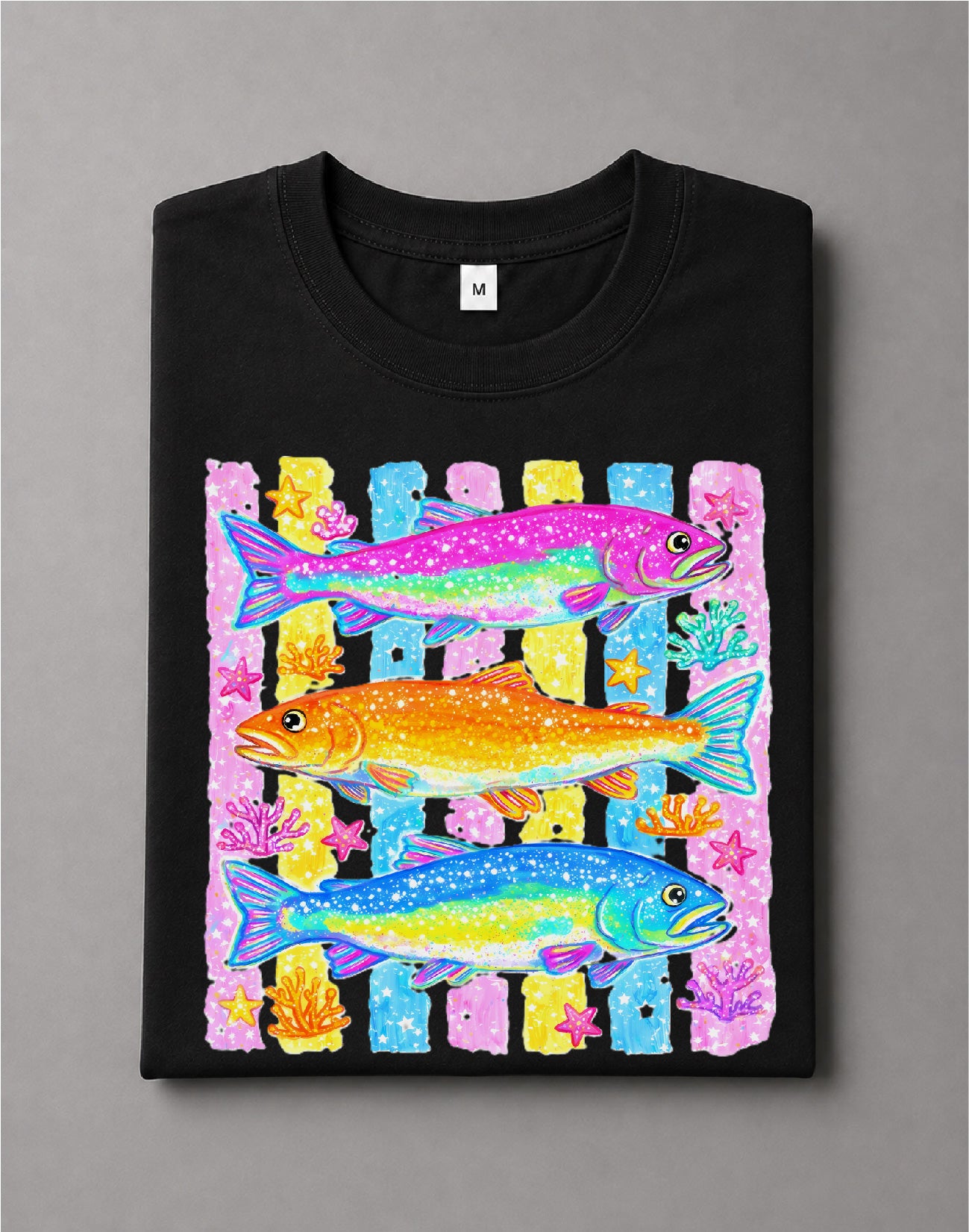 Preppy Coastal Fish Shirt – Summer Beach Graphic Tee, Nautical Fish Shirt, Coastal Vacation Tee – DTF-16