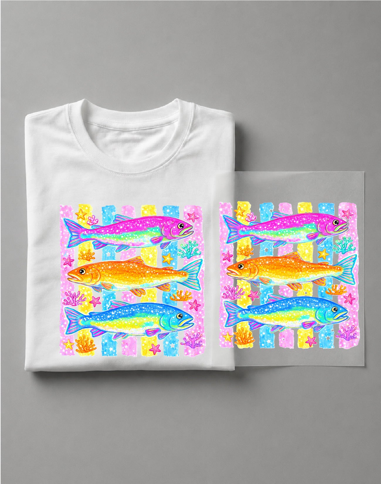 Preppy Coastal Fish Shirt – Summer Beach Graphic Tee, Nautical Fish Shirt, Coastal Vacation Tee – DTF-16