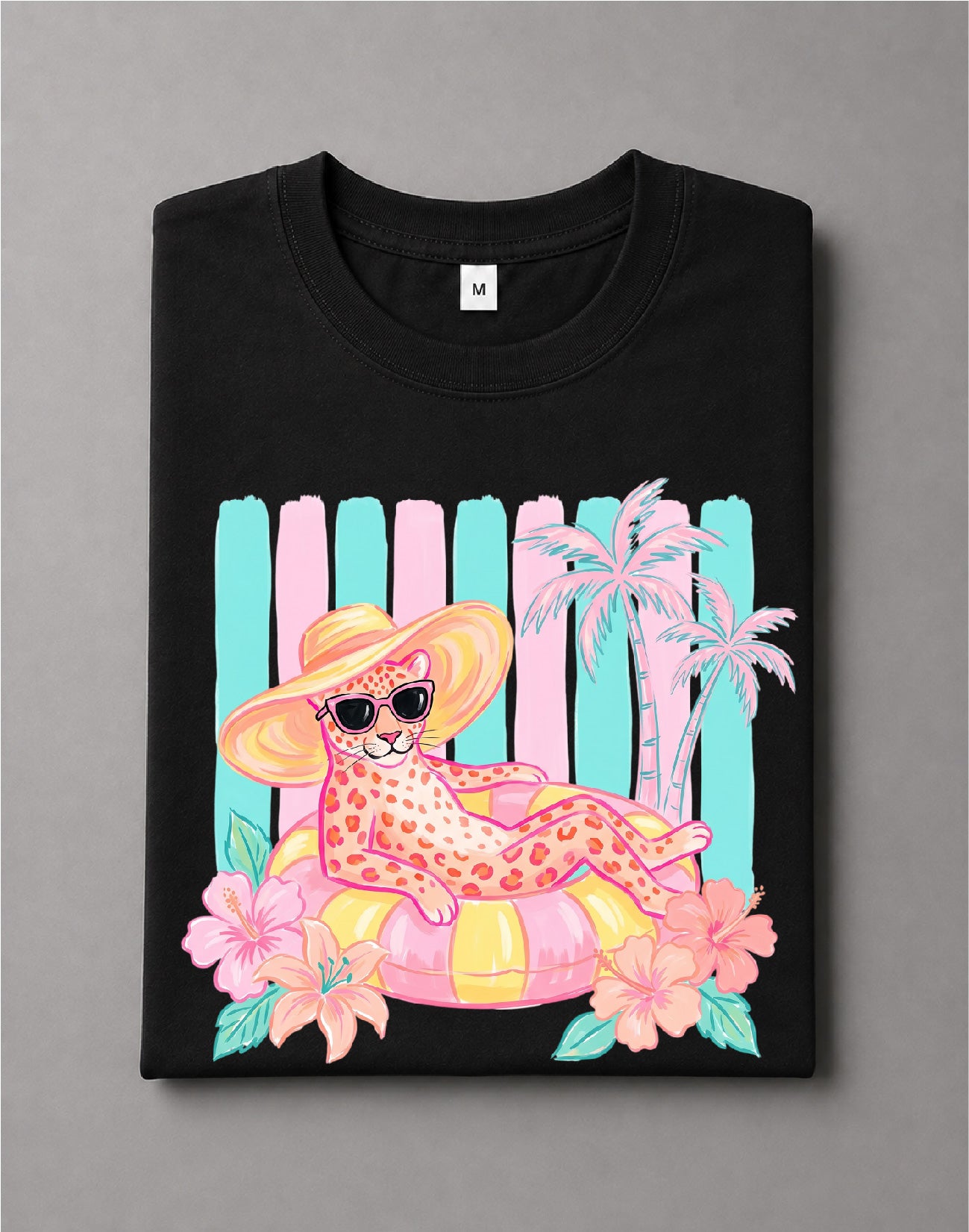Striped Leopard Summer Shirt – Leopard Print Graphic Tee, Wild Summer Shirt, Trendy Animal Print Tee – DTF-18