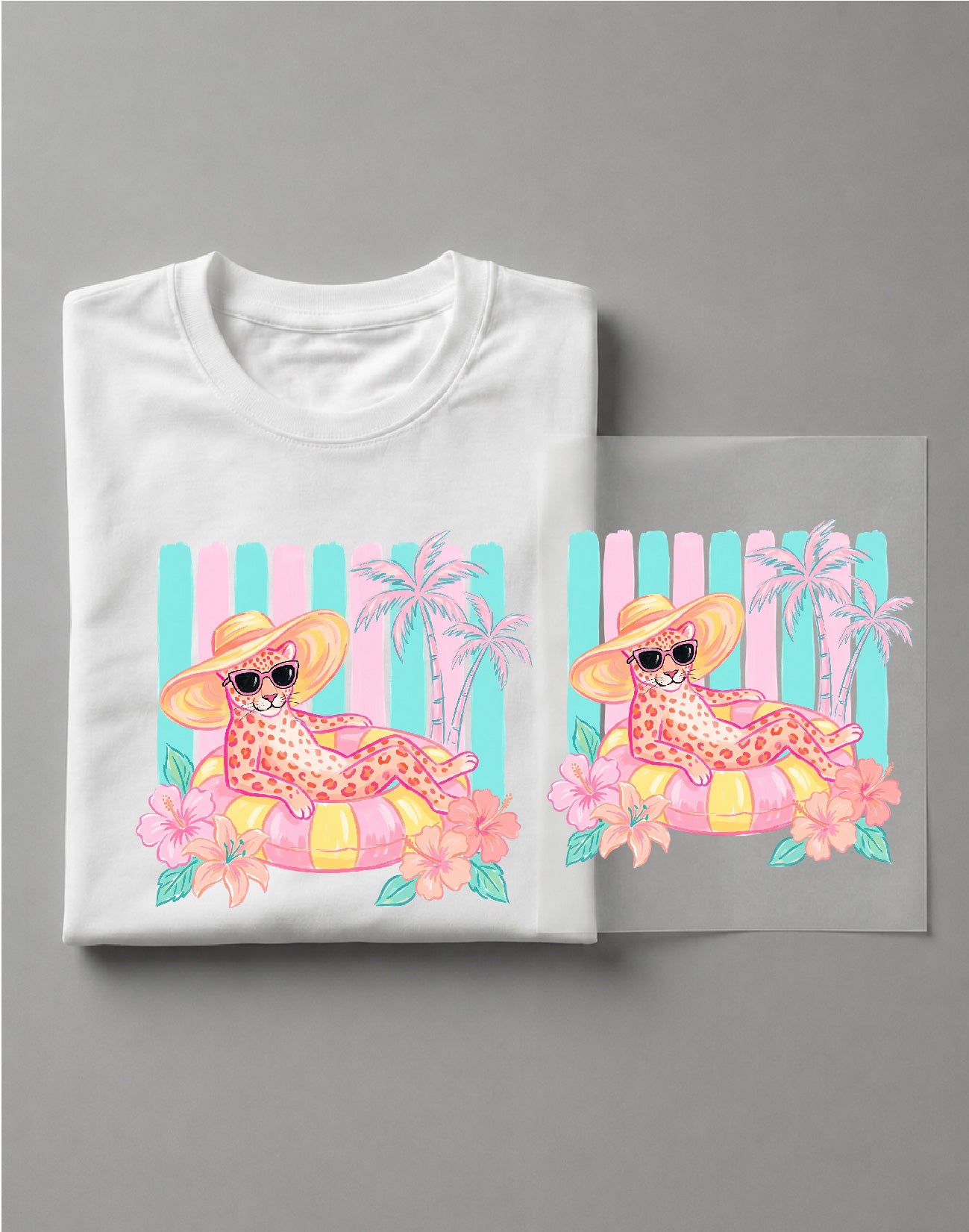 Striped Leopard Summer Shirt – Leopard Print Graphic Tee, Wild Summer Shirt, Trendy Animal Print Tee – DTF-18