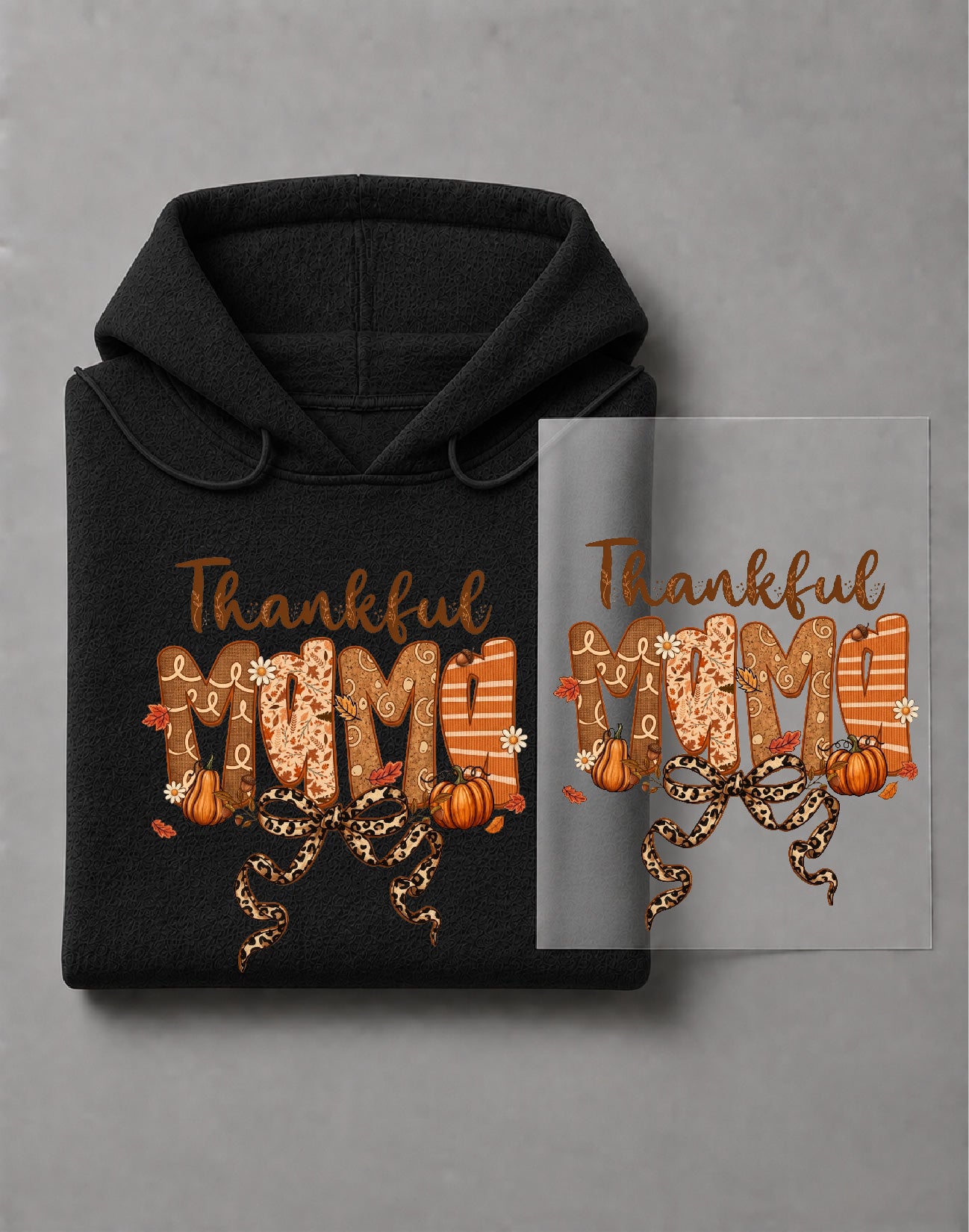 Thankful Mama Hoodie– Thanksgiving Graphic Hoodie, Fall Mom, Grateful Mama DTF– DTF-19