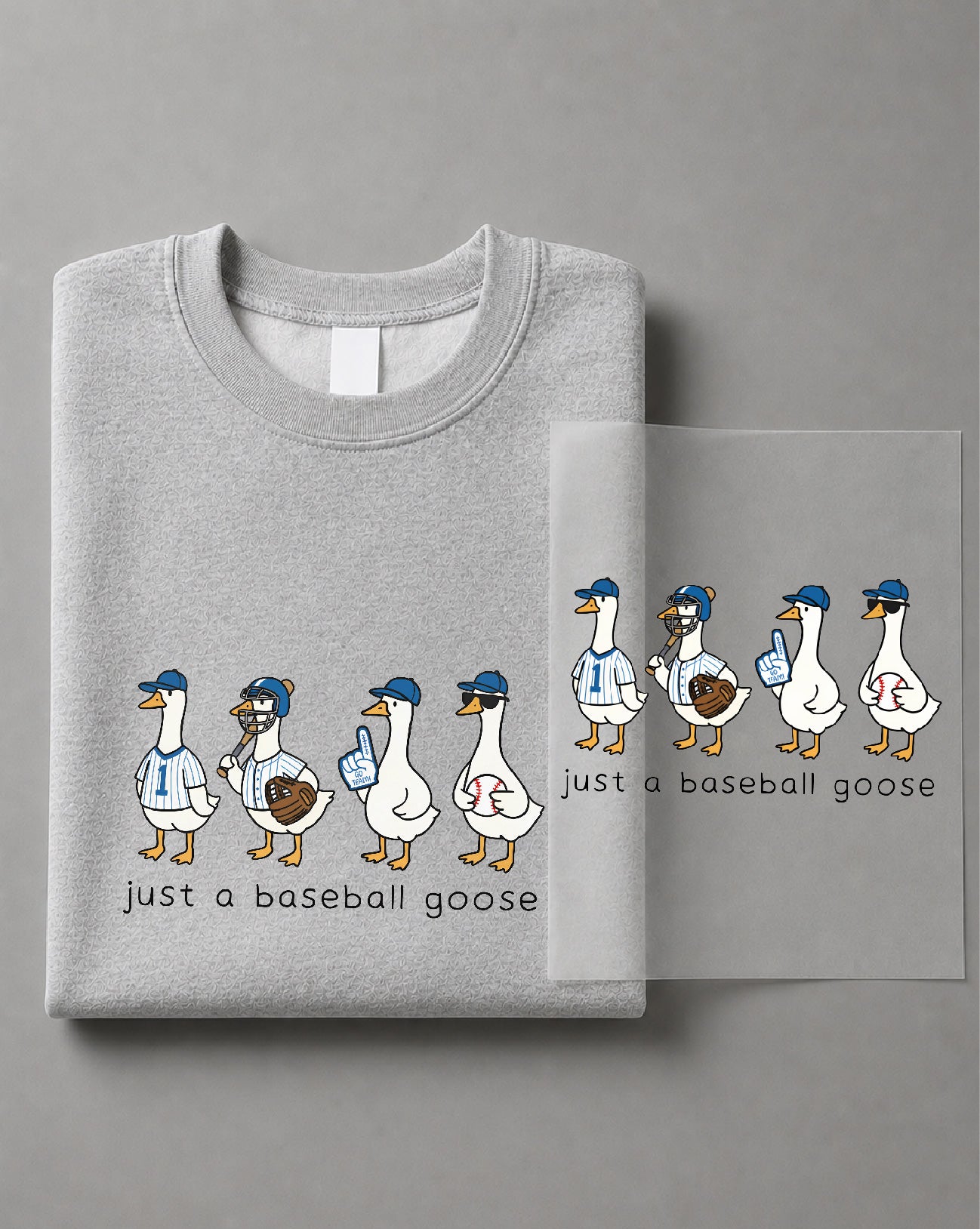 Just a Baseball Goose Sweatshirt – Funny Goose Graphic, Baseball Fan Apparel, Sports Gift – DTF-29