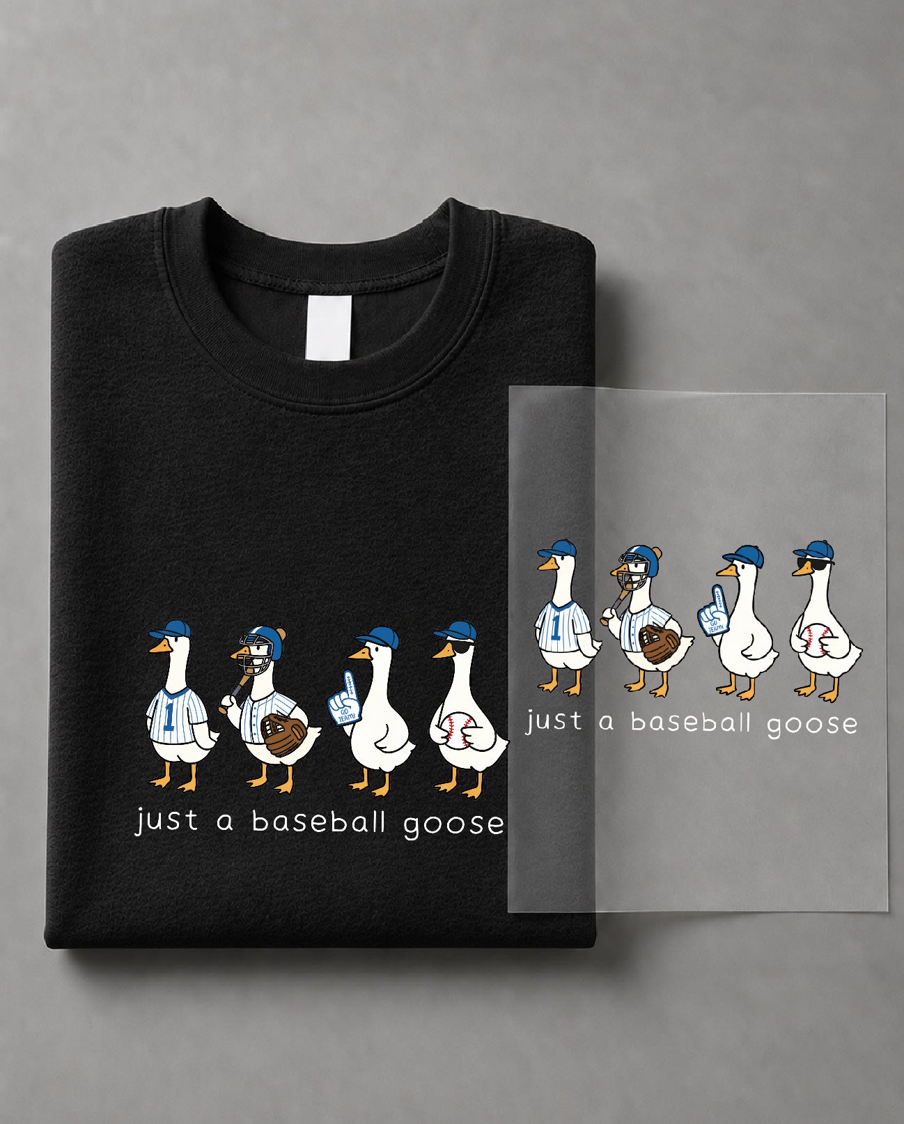 Just a Baseball Goose Sweatshirt – Funny Goose Graphic, Baseball Fan Apparel, Sports Gift – DTF-29