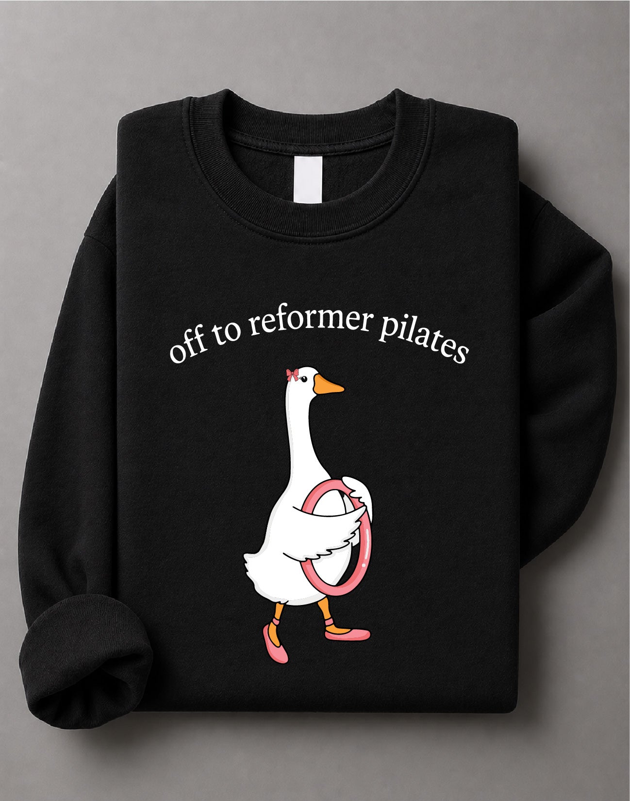 Off to Reformer Pilates Goose Sweatshirt – Funny Goose Graphic, Pilates Apparel, Workout Gift – DTF-30