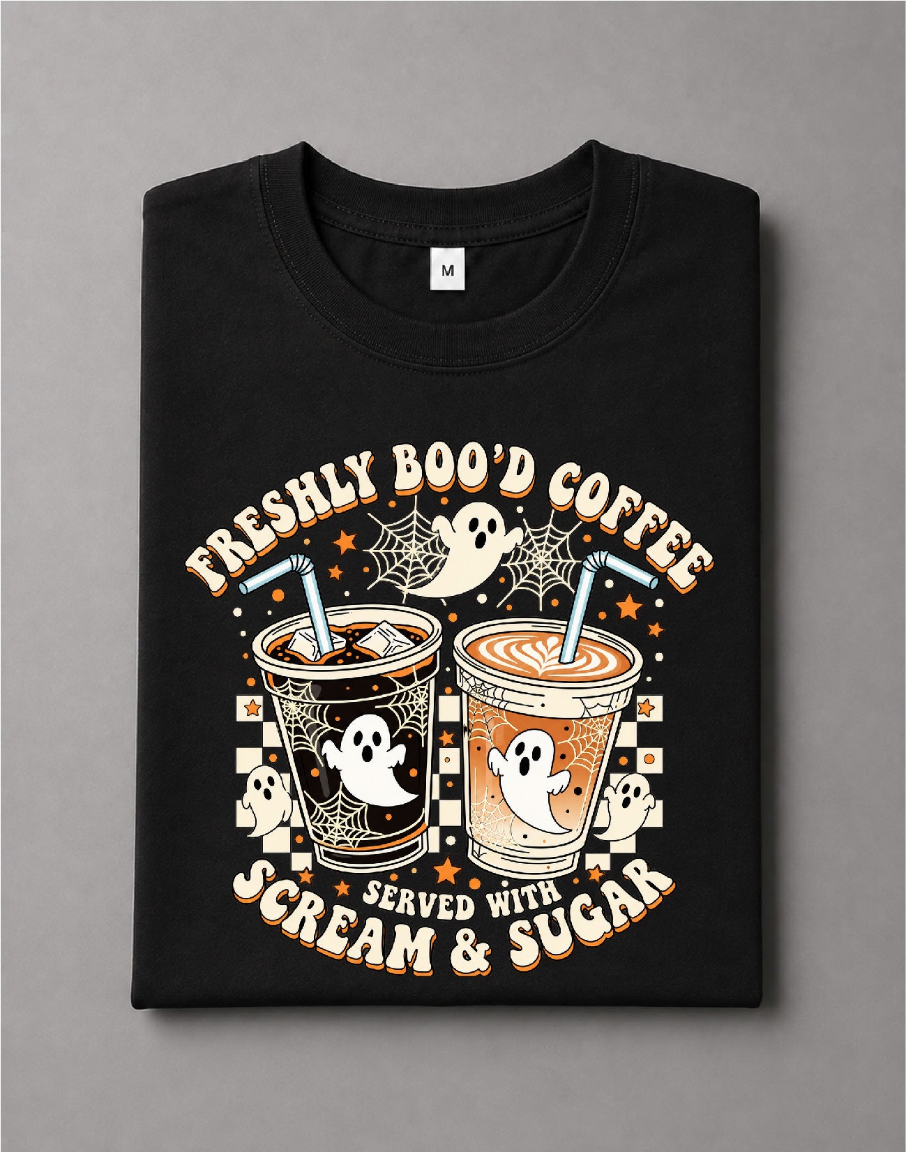 Freshly Boo'd Coffee Shirt – Funny Halloween Coffee Graphic Tee, Spooky Coffee Shirt – DTF-34