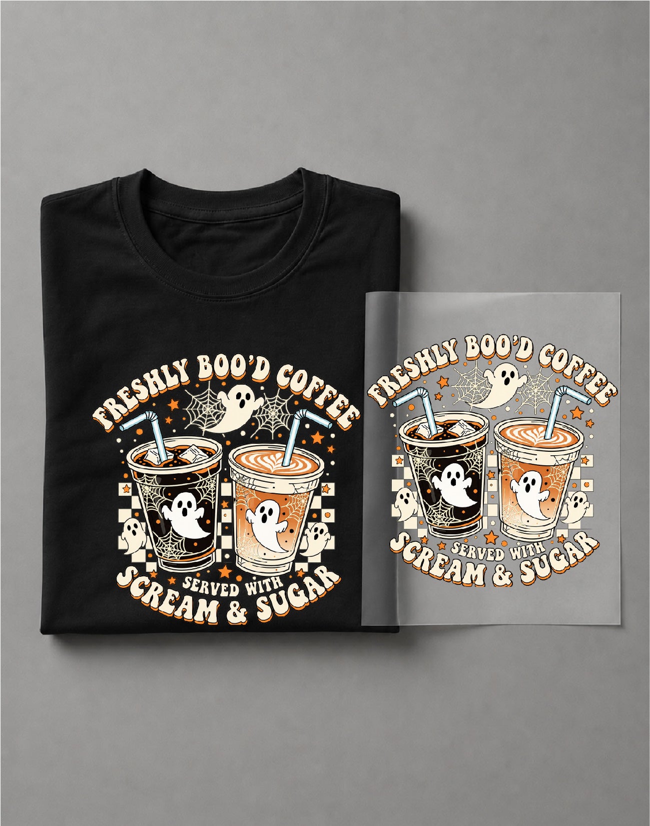 Freshly Boo'd Coffee Shirt – Funny Halloween Coffee Graphic Tee, Spooky Coffee Shirt – DTF-34