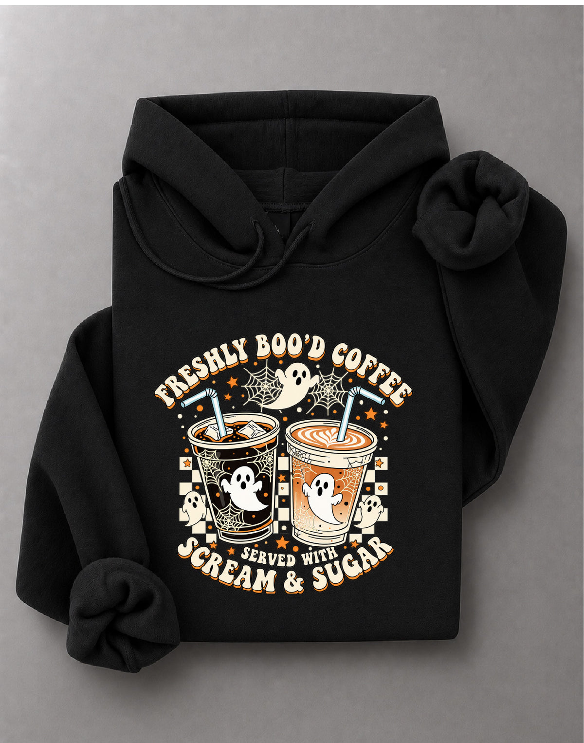 Freshly Boo'd Coffee Hoodie – Funny Halloween Coffee Graphic, Spooky Seasonal Apparel – DTF-34