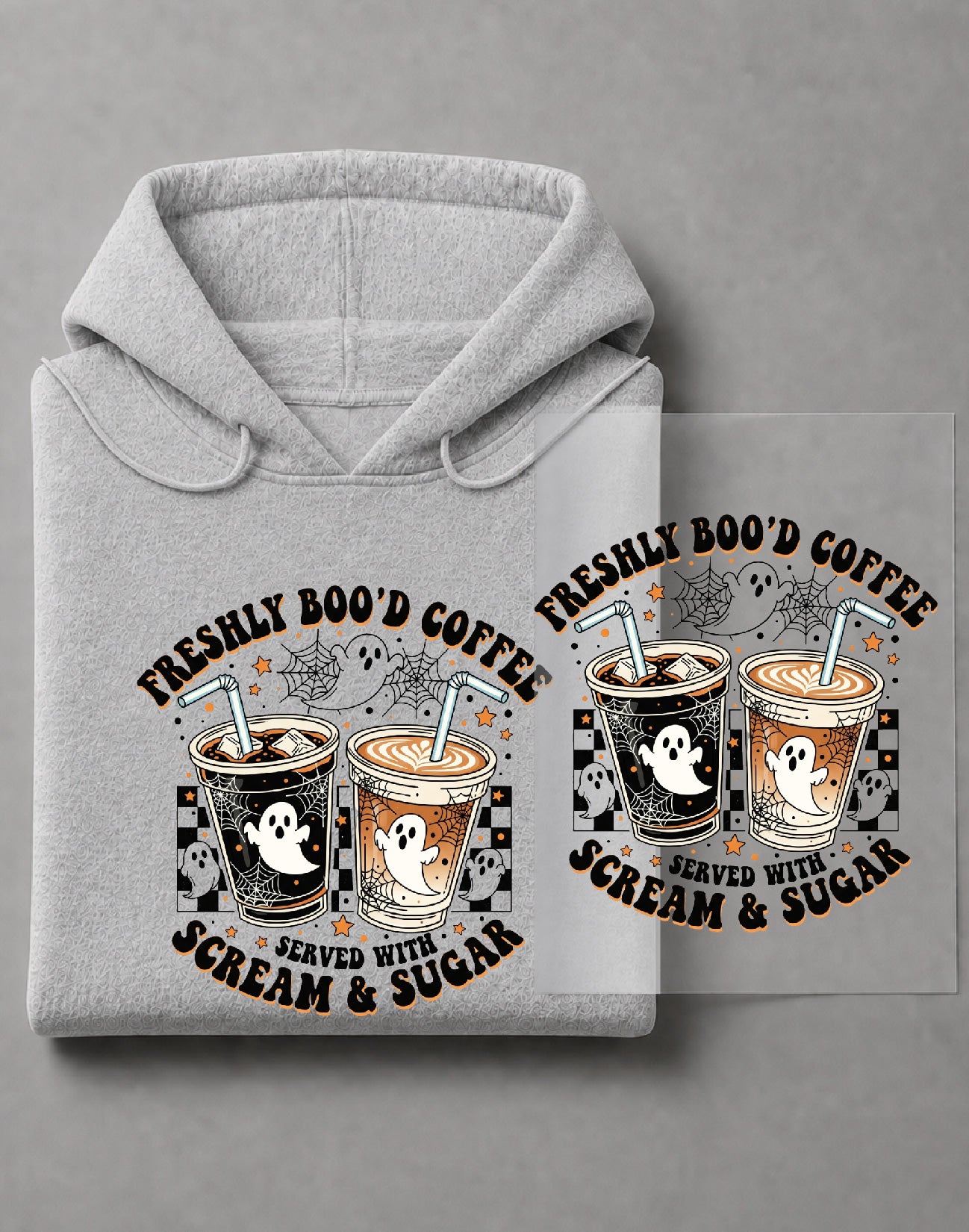 Freshly Boo'd Coffee Hoodie – Funny Halloween Coffee Graphic, Spooky Seasonal Apparel – DTF-34