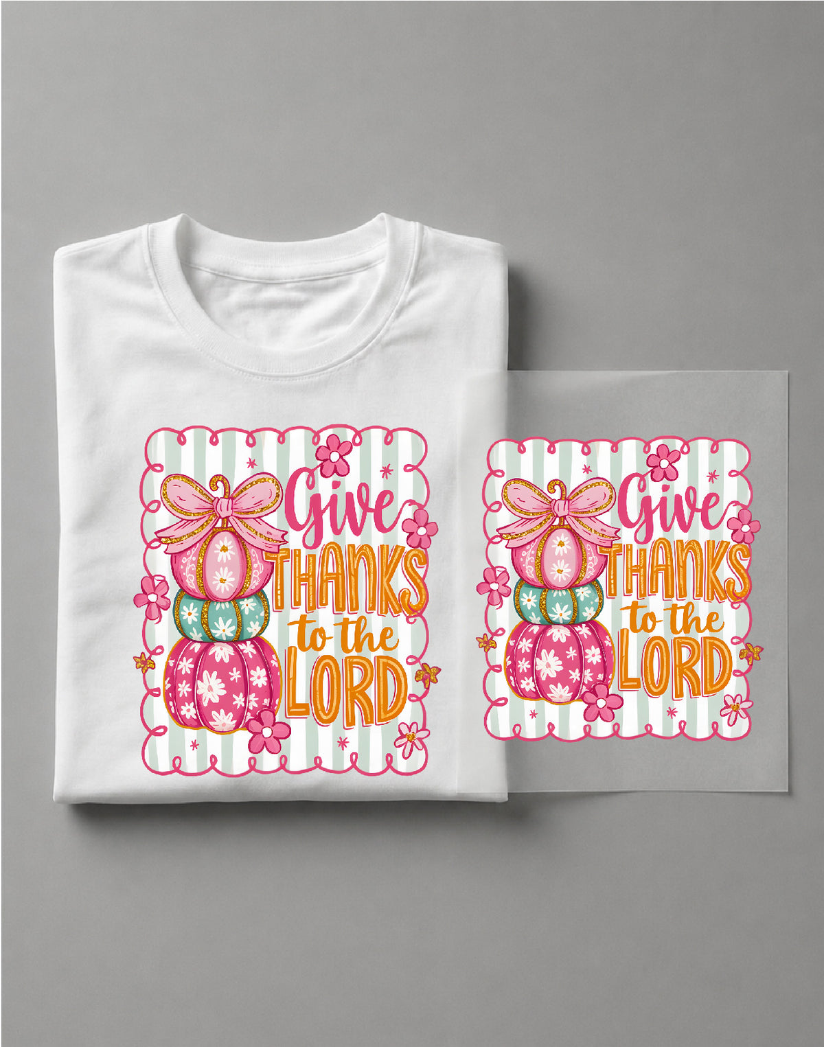 Coquette Give Thanks to the Lord Shirt – Faith Graphic Tee, Christian Thanksgiving Shirt, Bow Tee – DTF-36
