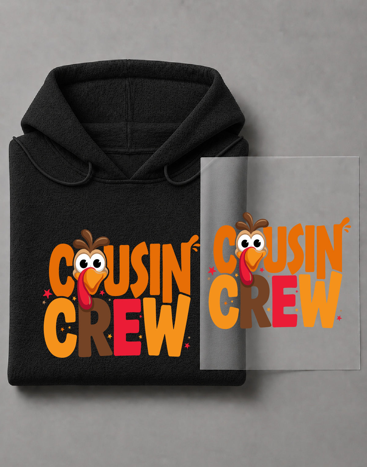 Cousin Crew Thanksgiving Hoodie – Turkey Graphic, Family Fall Apparel, Thanksgiving Gift – DTF-37