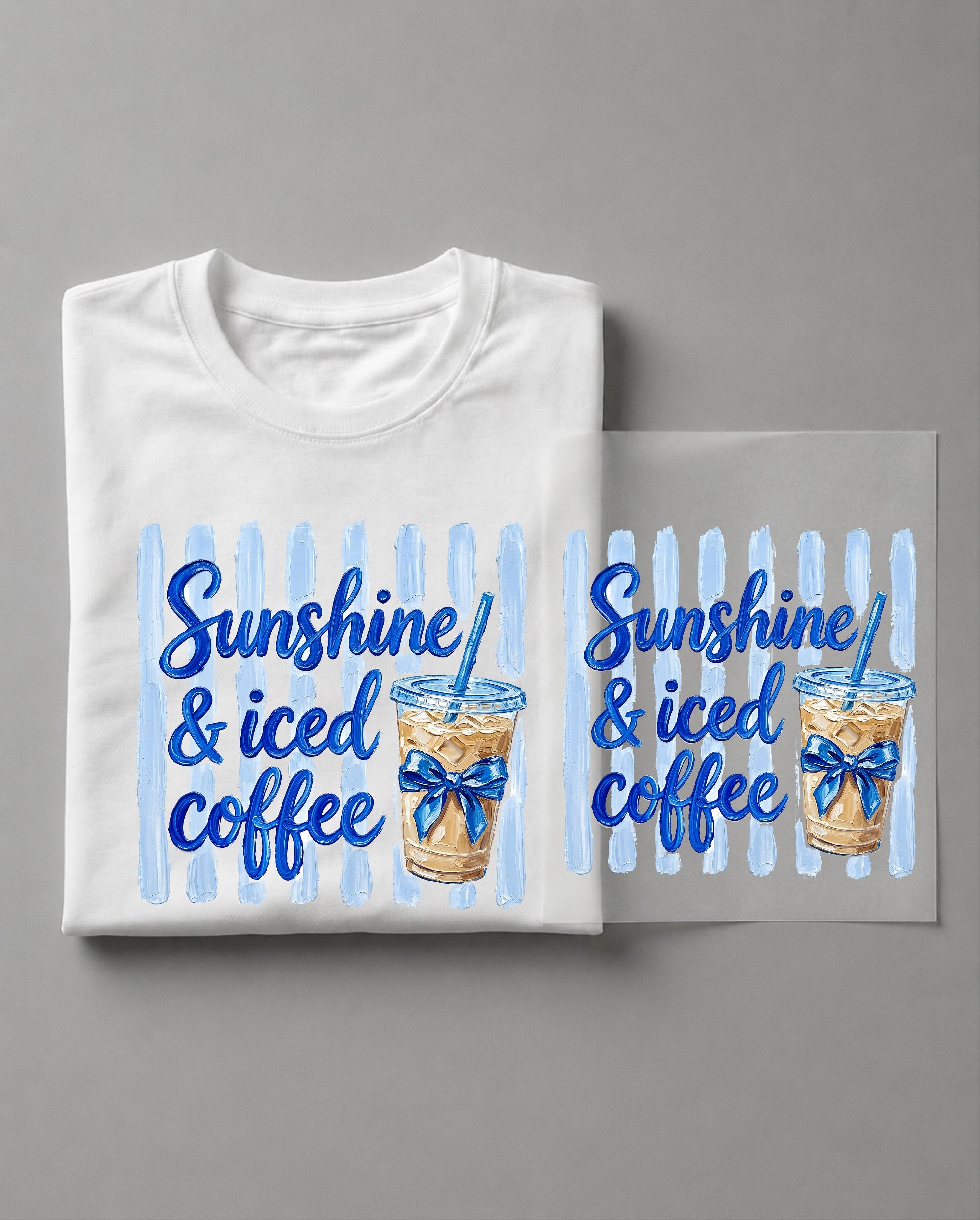Sunshine and Iced Coffee Shirt – Coffee Lover Graphic Tee, Summer Sunshine Drink Shirt, Cute Coffee Aesthetic Shirt, Casual Vacation Tee – DTF-2