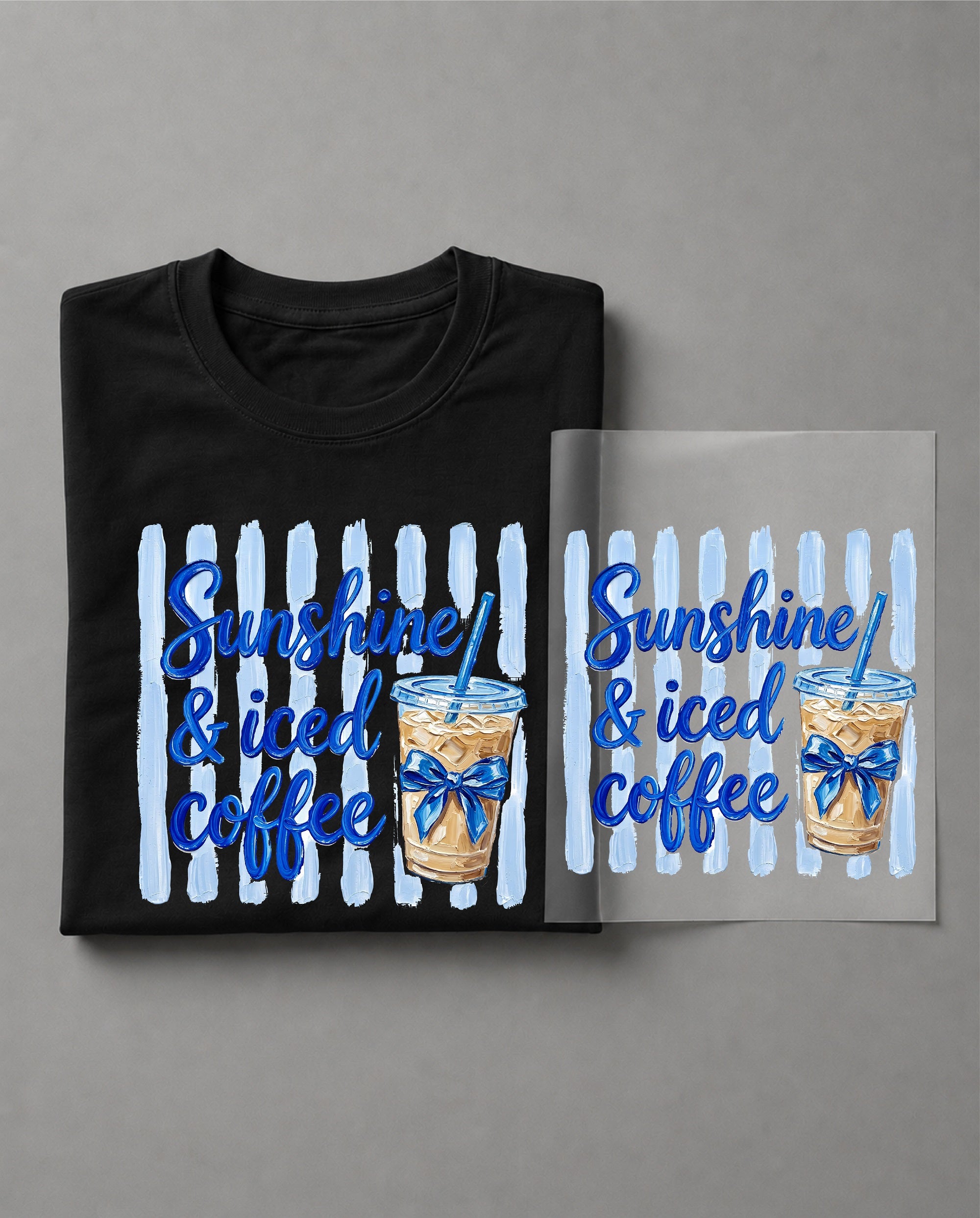 Sunshine and Iced Coffee Shirt – Coffee Lover Graphic Tee, Summer Sunshine Drink Shirt, Cute Coffee Aesthetic Shirt, Casual Vacation Tee – DTF-2