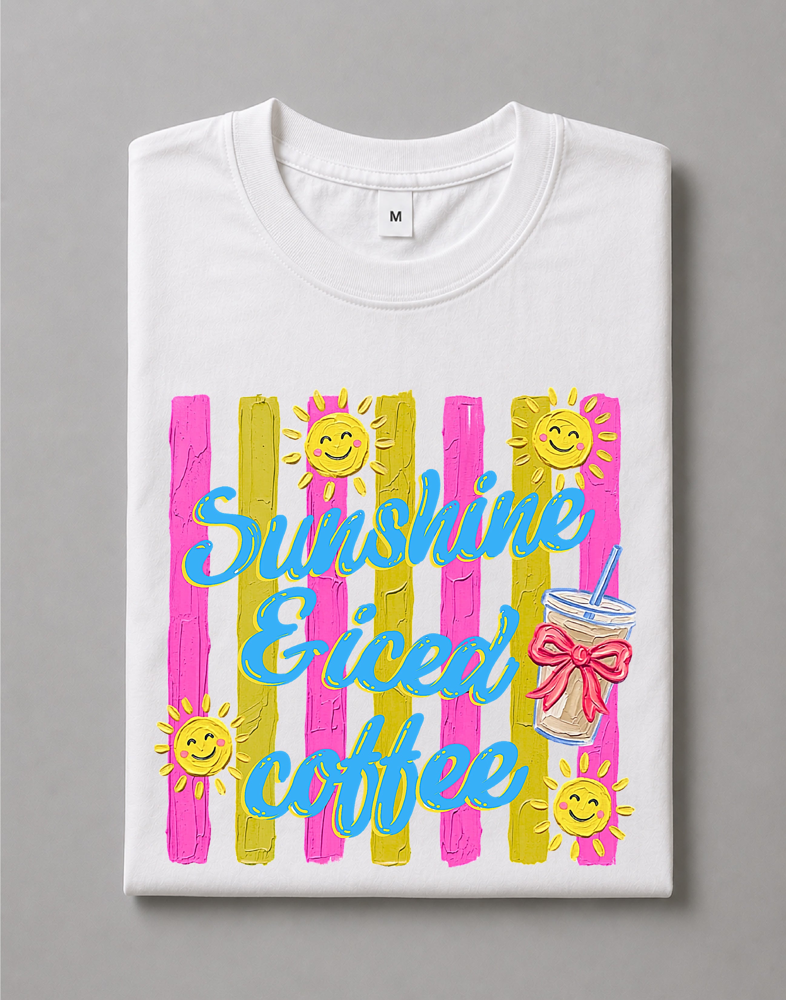 Sunshine & Iced Coffee Shirt β Summer Coffee Graphic Tee, Iced Coffee Lover Shirt, Sunshine Beach Aesthetic Tee β DTF-4