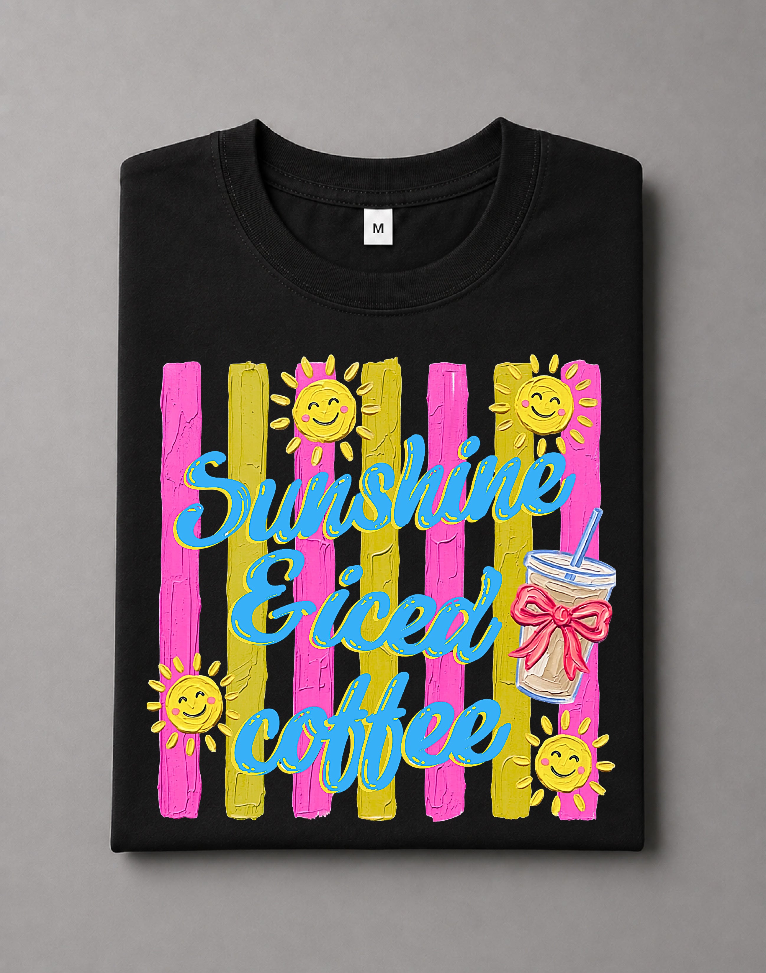 Sunshine & Iced Coffee Shirt β Summer Coffee Graphic Tee, Iced Coffee Lover Shirt, Sunshine Beach Aesthetic Tee β DTF-4