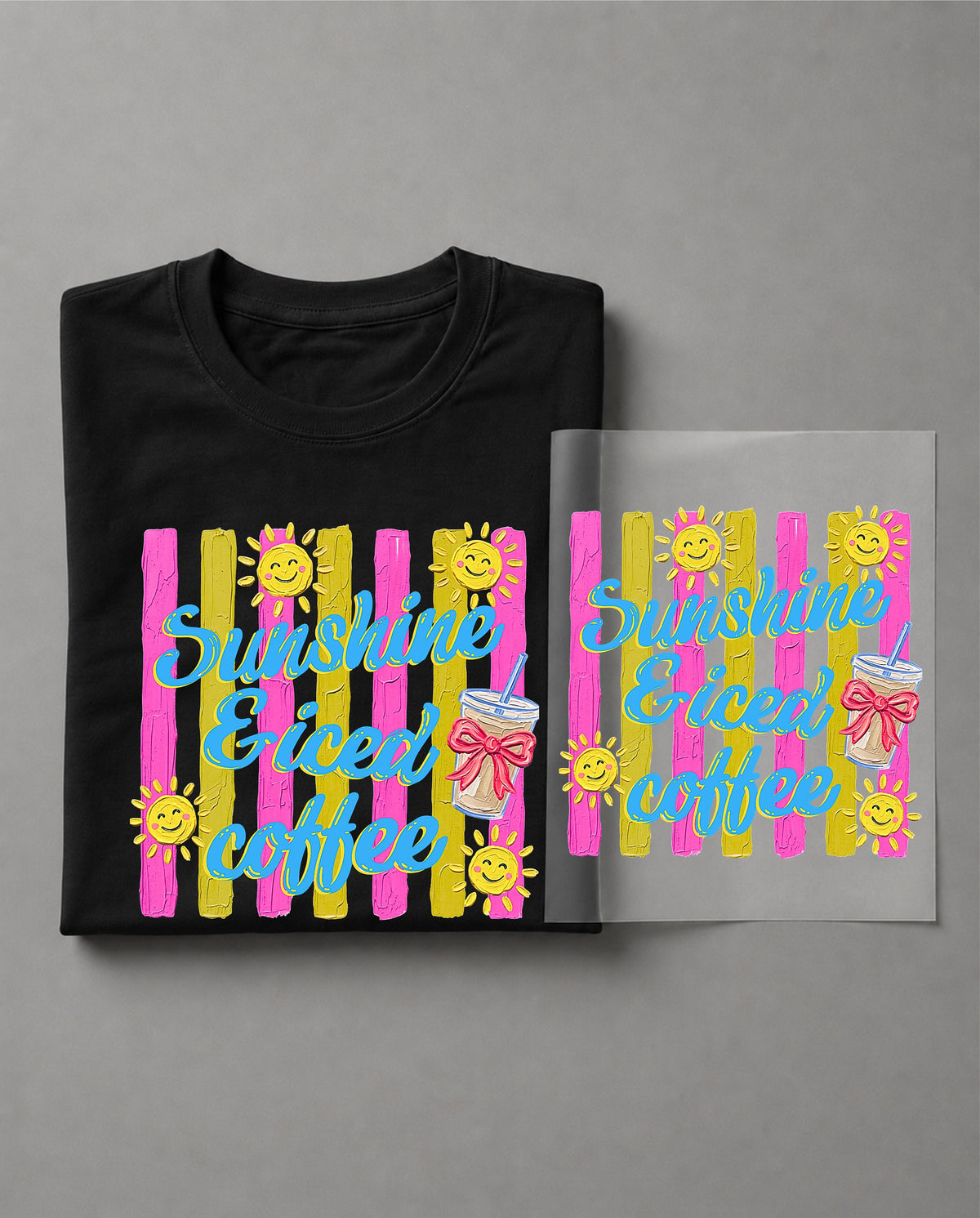 Sunshine & Iced Coffee Shirt – Summer Coffee Graphic Tee, Iced Coffee Lover Shirt, Sunshine Beach Aesthetic Tee – DTF-4
